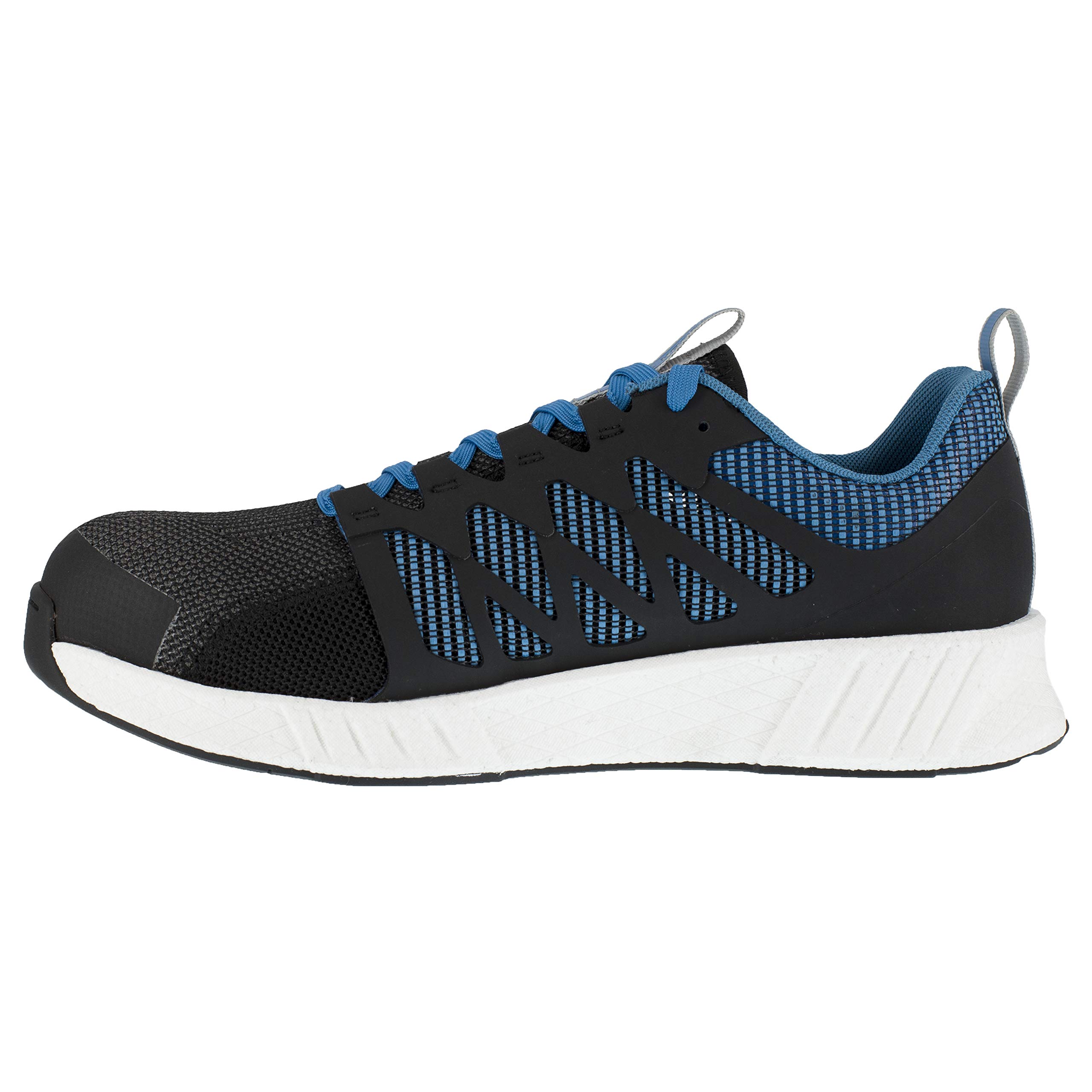 Reebok RB4314 Fusion Flexweave Men's Safety Work Shoes with Composite Toe - Black & Blue - Size 16 - Lightweight & Durable for Construction, Warehouse & Industrial Work