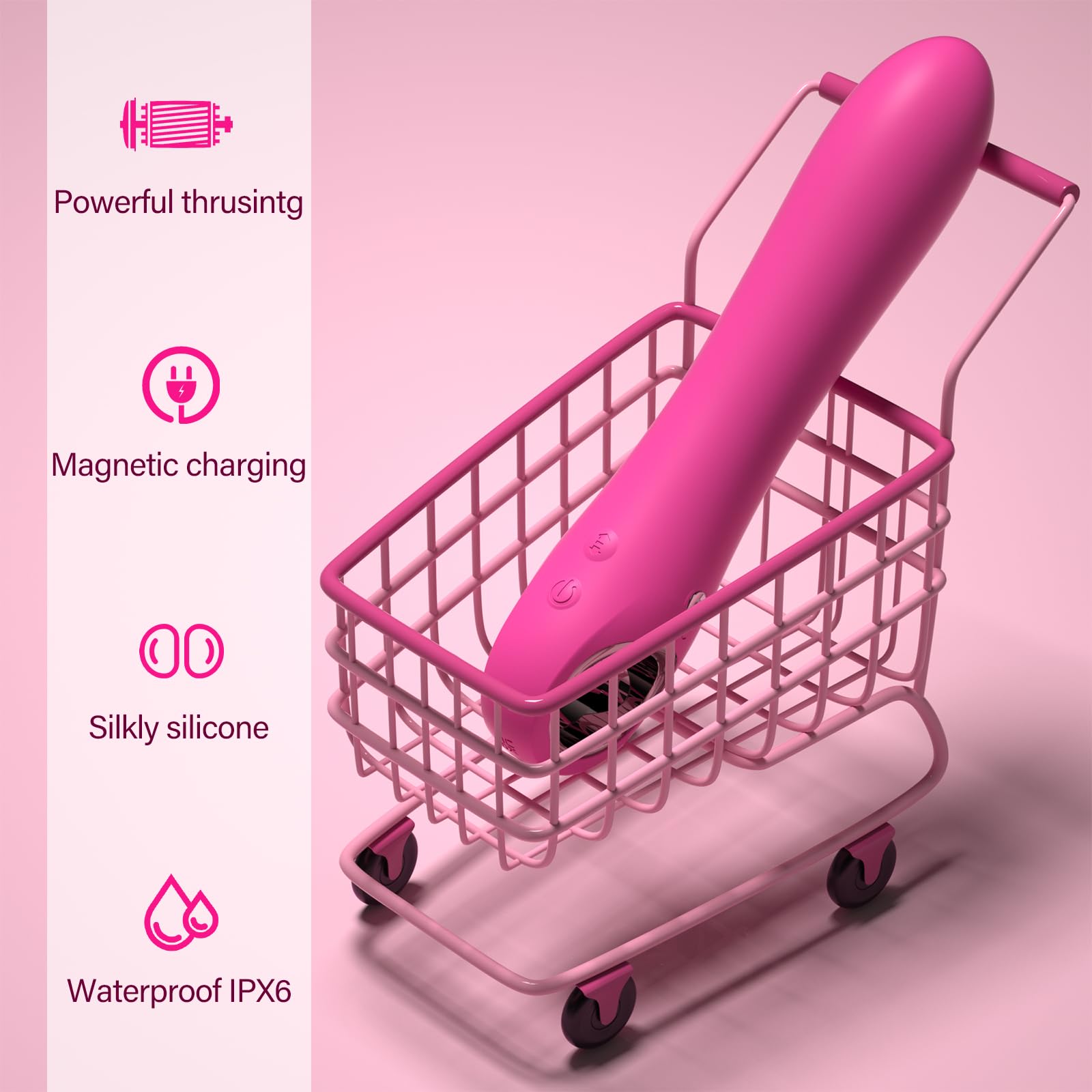 5-Speed Thrusting & 10-Vibration Mode Realistic Dildo Vibrator - G-Spot & Clitoral Stimulation Sex Toy for Women, Couples - Anal Safe, Waterproof, Pink Adult Toy for Solo Play & Partner Intimacy