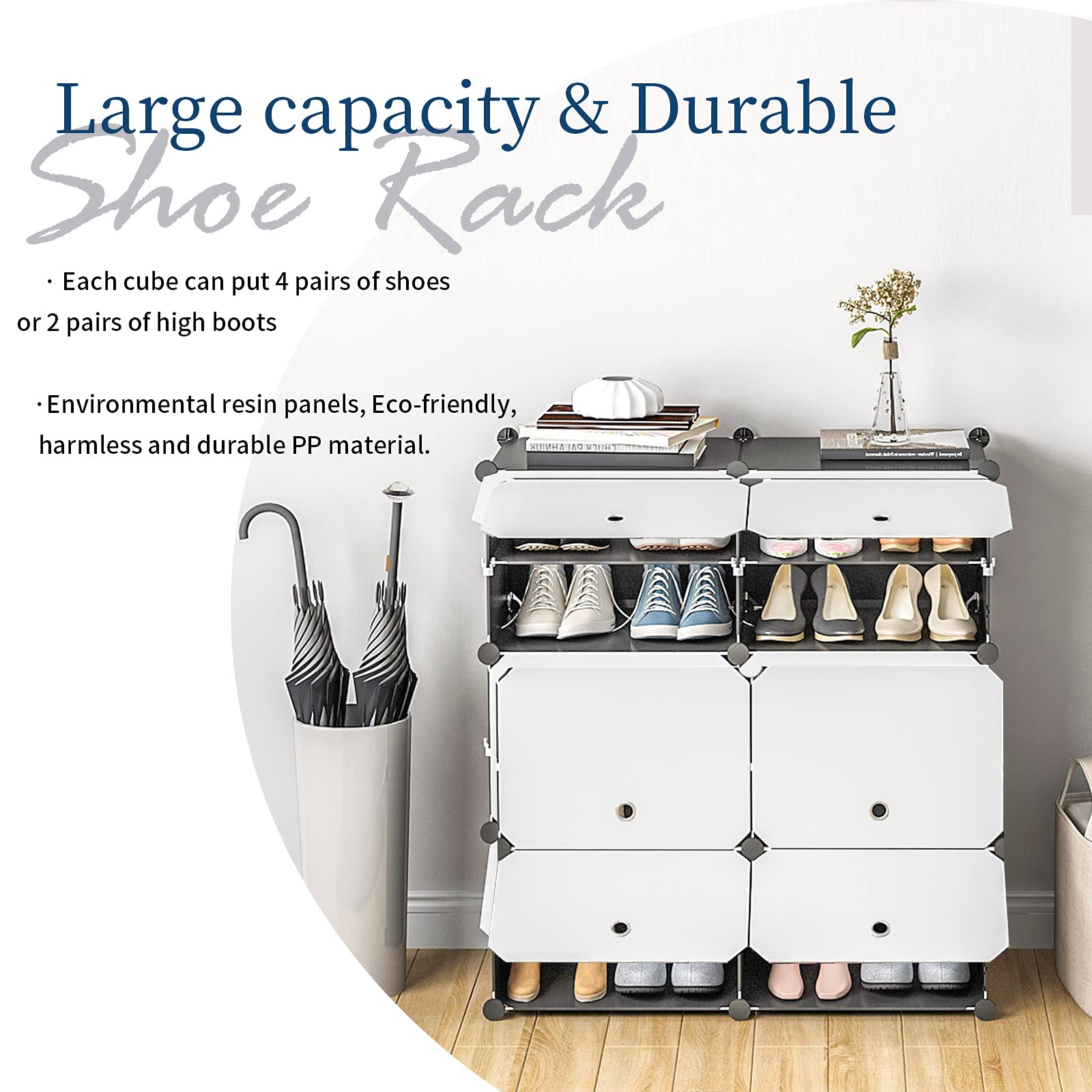 Aeitc 64 Pairs Expandable Stackable Shoe Rack Organizer - Space Saving Shoe Storage Cabinet for Entryway, Hallway & Closet | Perfect for Small Apartments, Dorm Rooms & Tight Spaces
