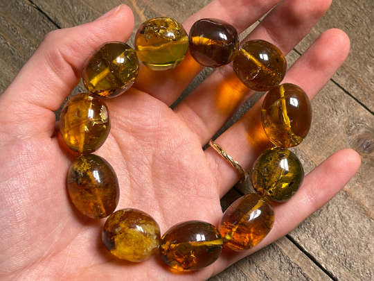 Authentic Mexican Amber Crystal Beaded Bracelet - Handmade Healing Stone Jewelry for Women - Perfect for Meditation, Yoga & Spiritual Healing
