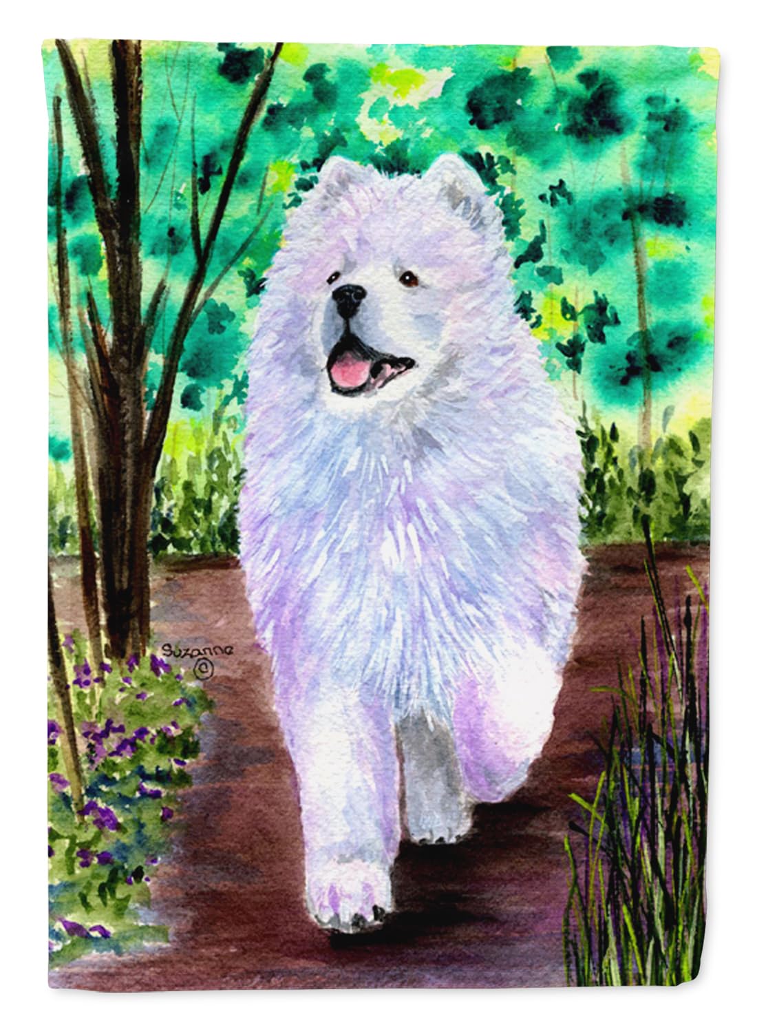 Samoyed Garden Flag - Decorative Outdoor Yard Banner for Mailbox, Patio & Flower Beds | Weather-Resistant Multicolor Dog Artwork | Perfect for Seasonal Home Decor & Pet Lovers