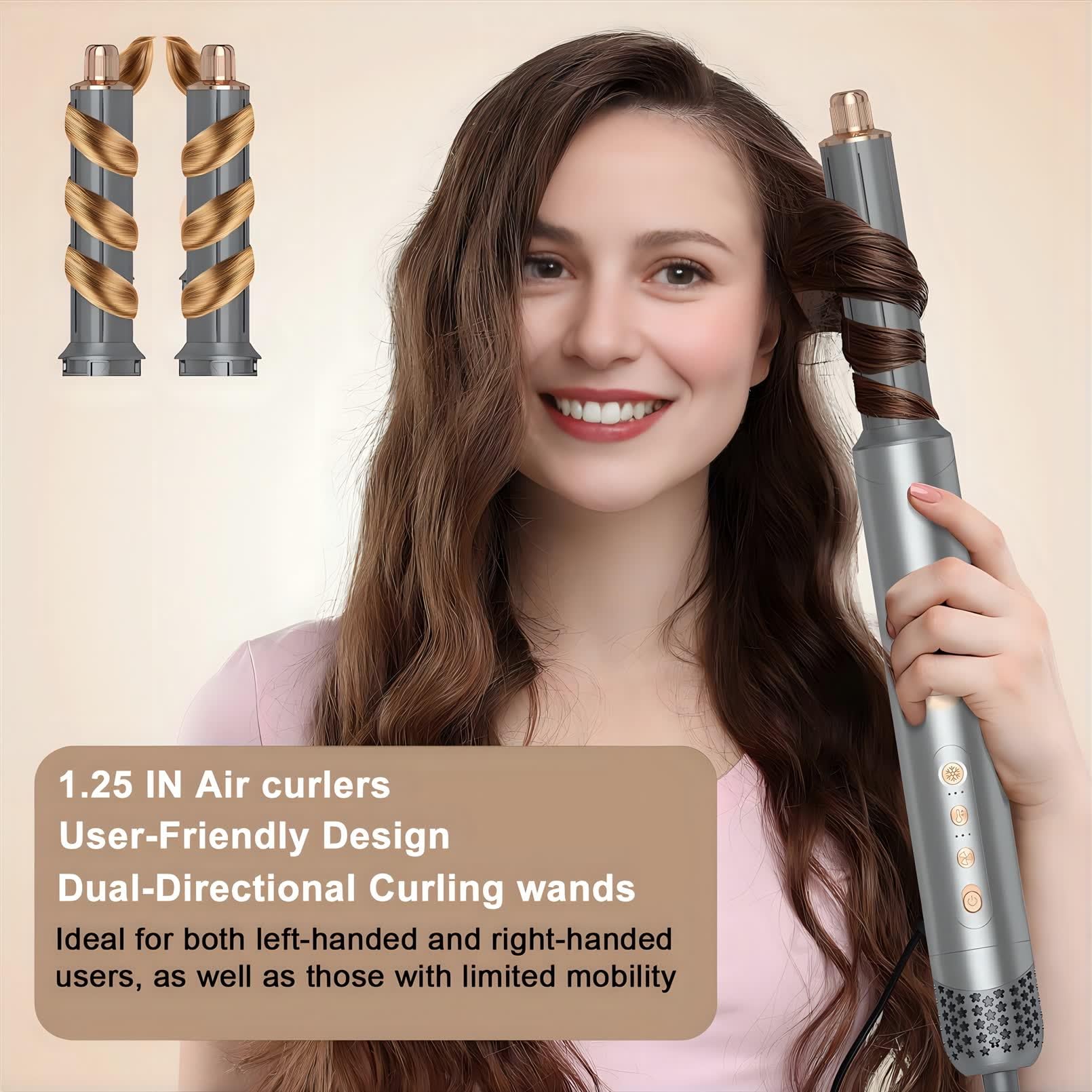 8 in 1 Hair Wrap Air Styler - Flex Magic Air Curler, Hot Air Brush & Dryer Combo | Auto Wrap Styler for Curly, Wavy & Straight Hair | Perfect for Home, Salon & Travel (Gray)