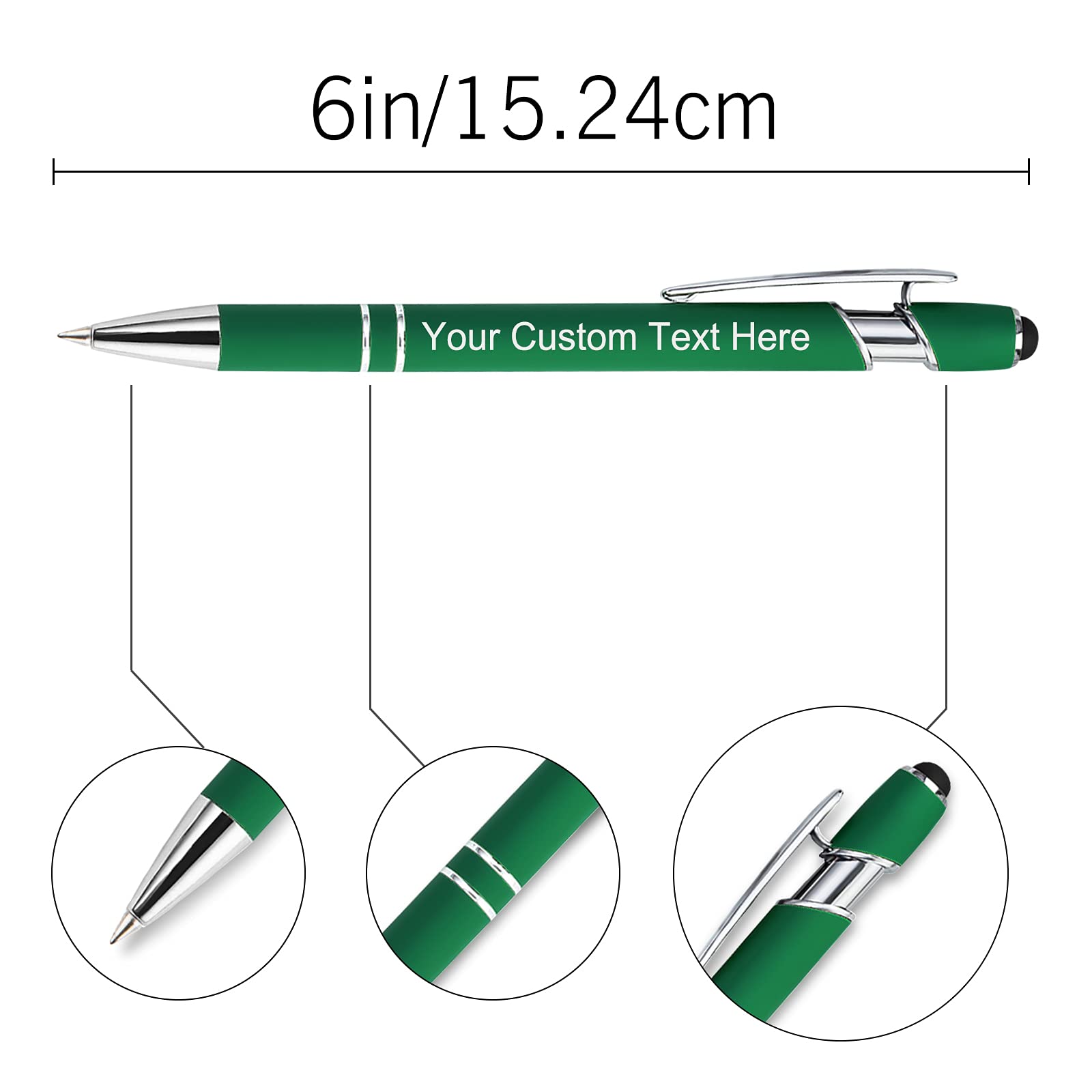 200 Pcs Personalized Custom Pens Bulk - Free Engraving with Name/Message - Customized Ballpoint Pens & Stylus for Business, Office, Graduation - Unique Gifts for Men & Women - Christmas, Birthday Gifts (Green) - Perfect for Corporate Events, Promotions & Special Occasions