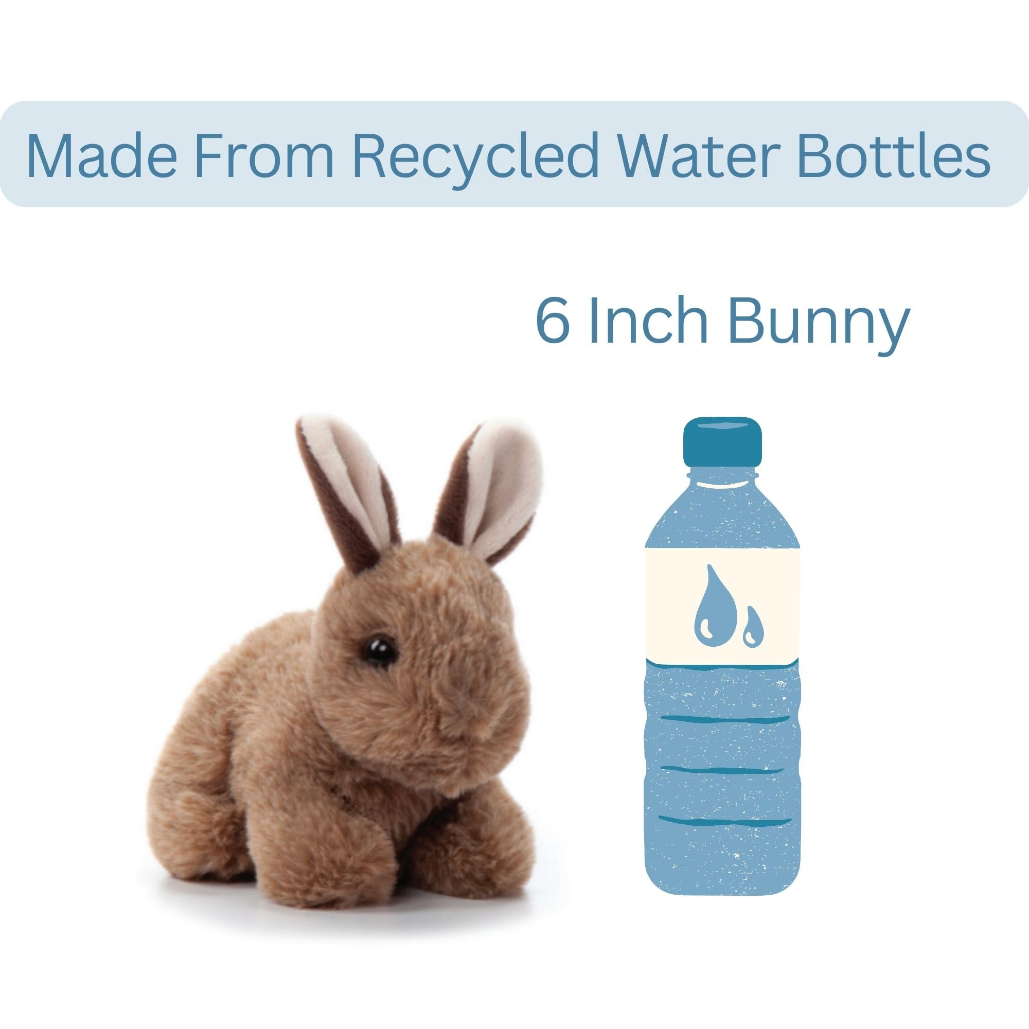Cute 6-inch Brown Bunny Plush Toy - Soft Stuffed Animal for Kids, Wild Onez Babiez Wildlife Themed Gift | Perfect for Cuddling, Nursery Decor & Birthday Presents