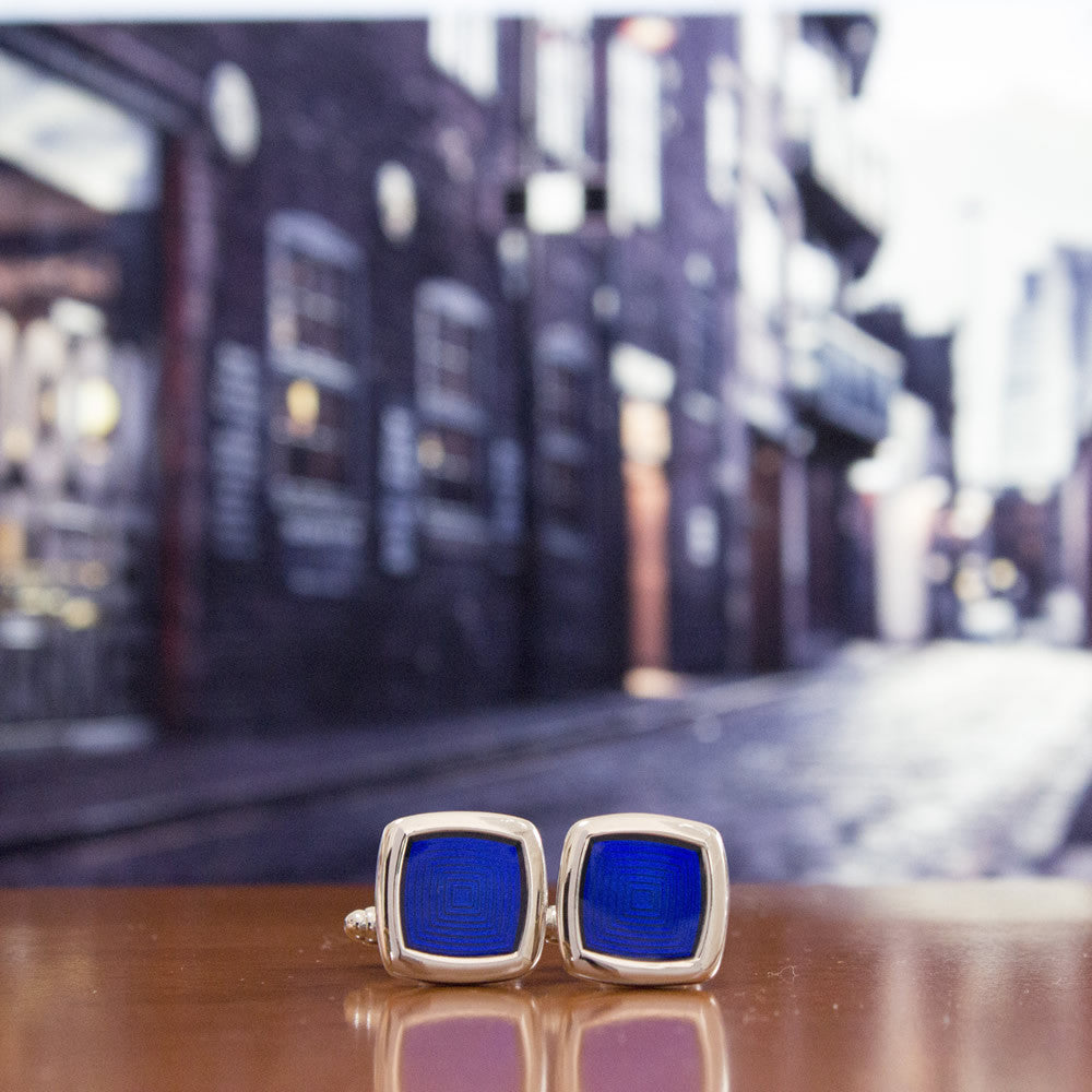 KingCuffs Enameled Square Cufflinks for Men - Elegant Dress Accessories for Weddings, Business & Formal Events | Stainless Steel Luxury Cuff Links