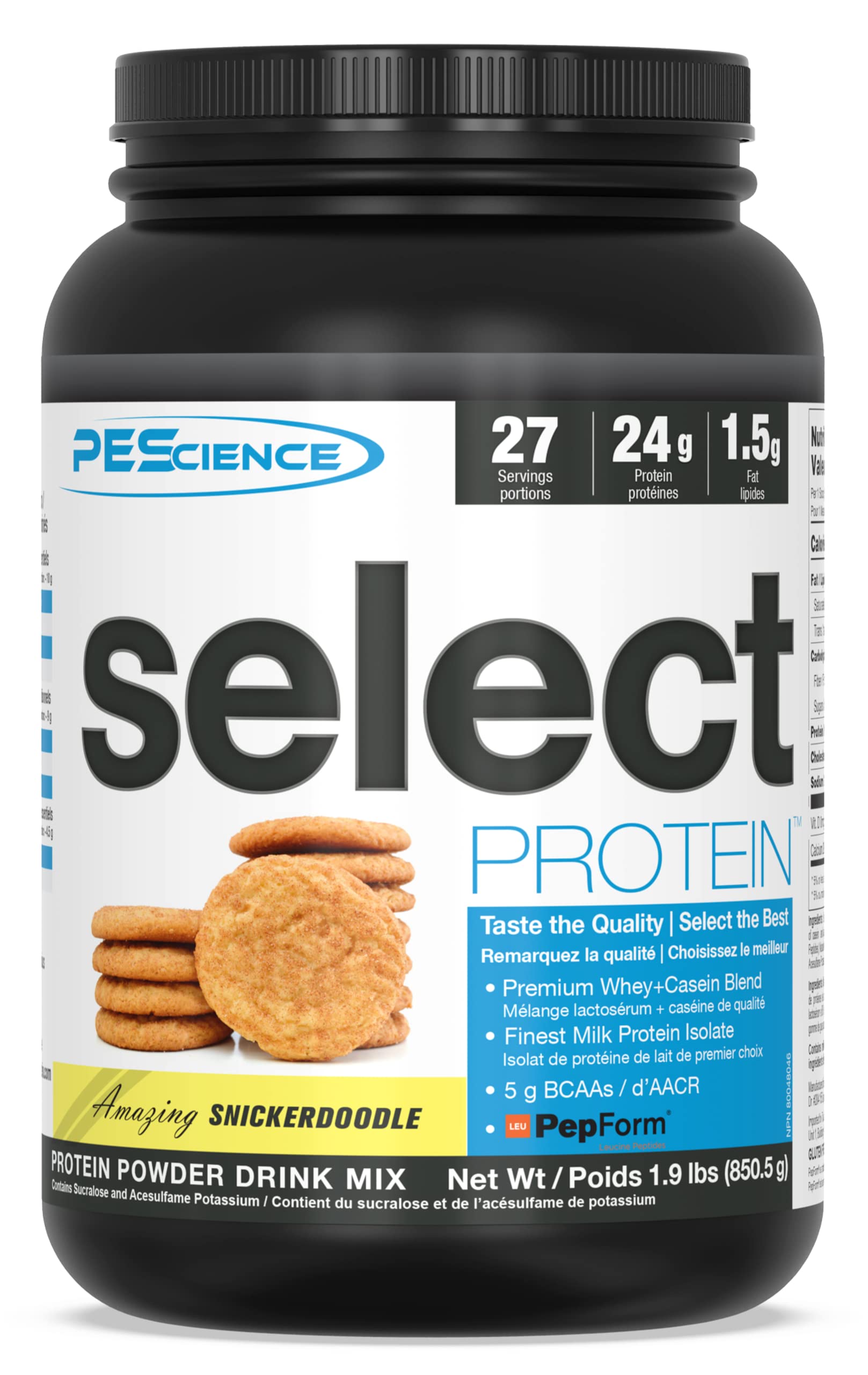 PEScience Select Low Carb Protein Powder - Snickerdoodle Flavor, 27 Servings | Keto Friendly, Gluten Free | Ideal for Post-Workout Recovery & Weight Management