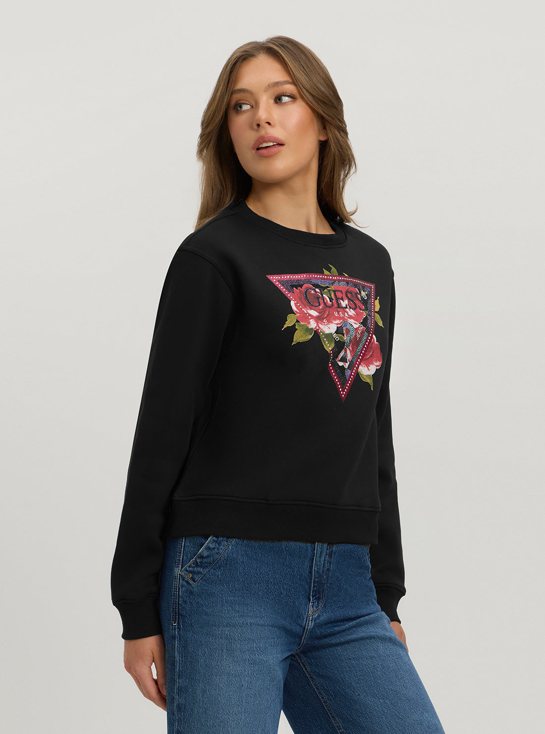 Eco-Friendly Black Roses Logo Sweatshirt - Stylish Unisex Pullover for Casual Wear & Street Fashion