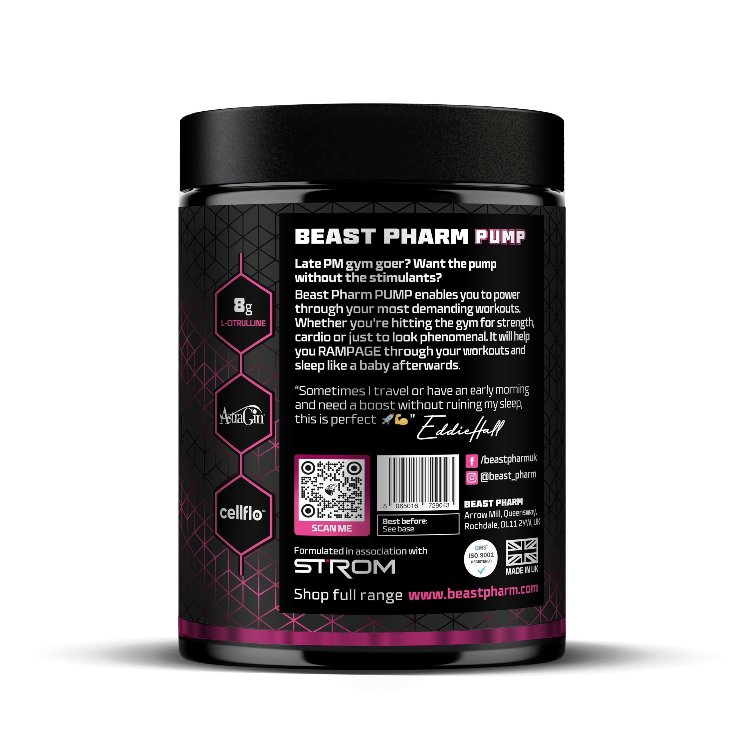 Beast Pharm STIM FREE PUMP Pre Workout Powder 450g - Sour Cherry Flavor | Nitric Oxide Booster for Muscle Pumps & Endurance | Ideal for Gym, Bodybuilding & Fitness Training