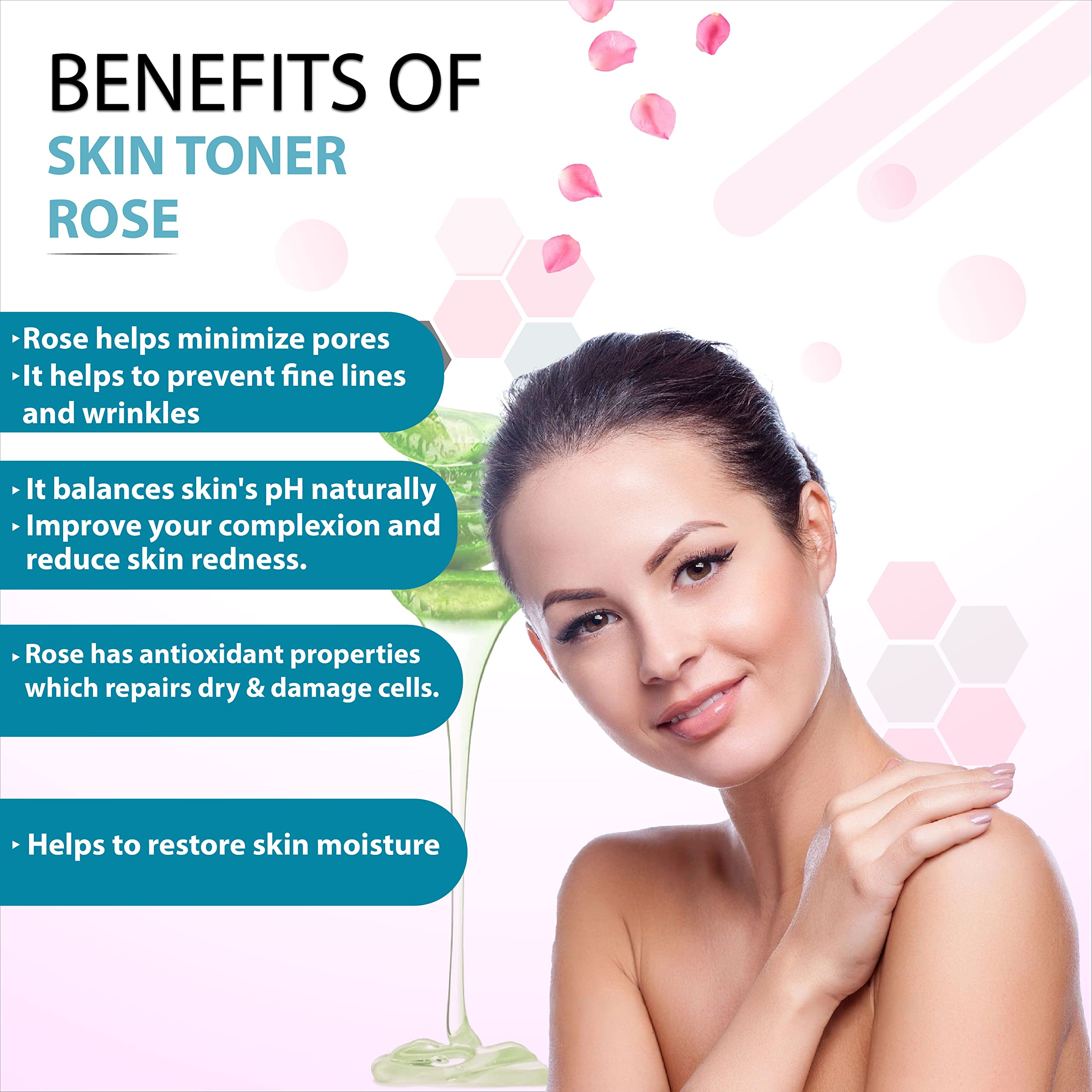 GLAMROOT Rose Skin Toner with Aloe Juice & Rose Water - Hydrating Facial Toner for Men & Women - Perfect for Daily Skincare Routine & Post-Shave Soothing