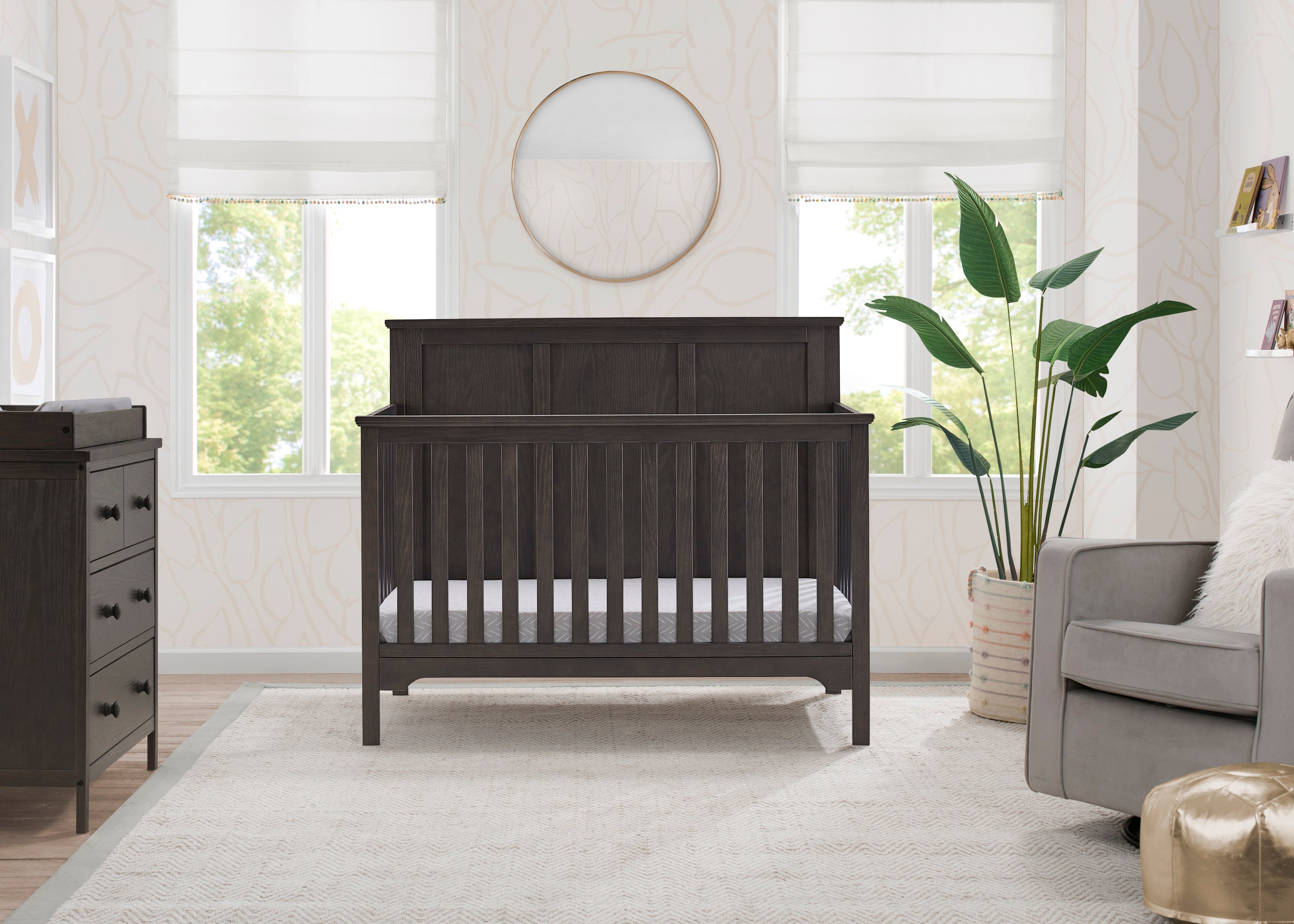 Sweet Beginnings Sage Flat Top 6-in-1 Convertible Baby Crib - Nursery Furniture for Newborn to Toddler | Perfect for Modern Nursery, Bedroom & Daycare