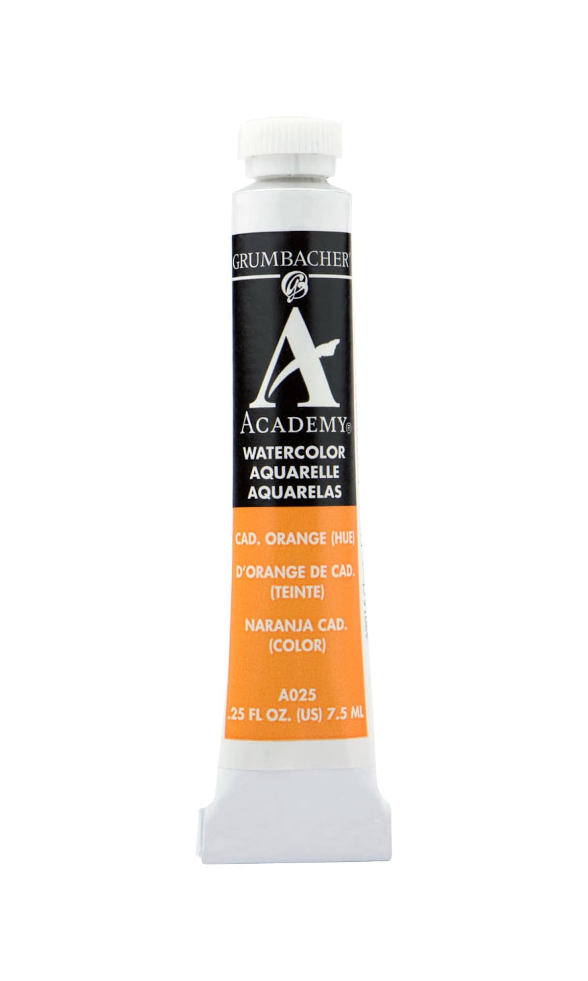 Grumbacher Academy Watercolor Paint - Cadmium Orange Hue (A025) - 7.5ml/0.25 Ounce Tube - Professional Artist Grade for Painting, Sketching & DIY Art Projects - Perfect for Beginners & Students