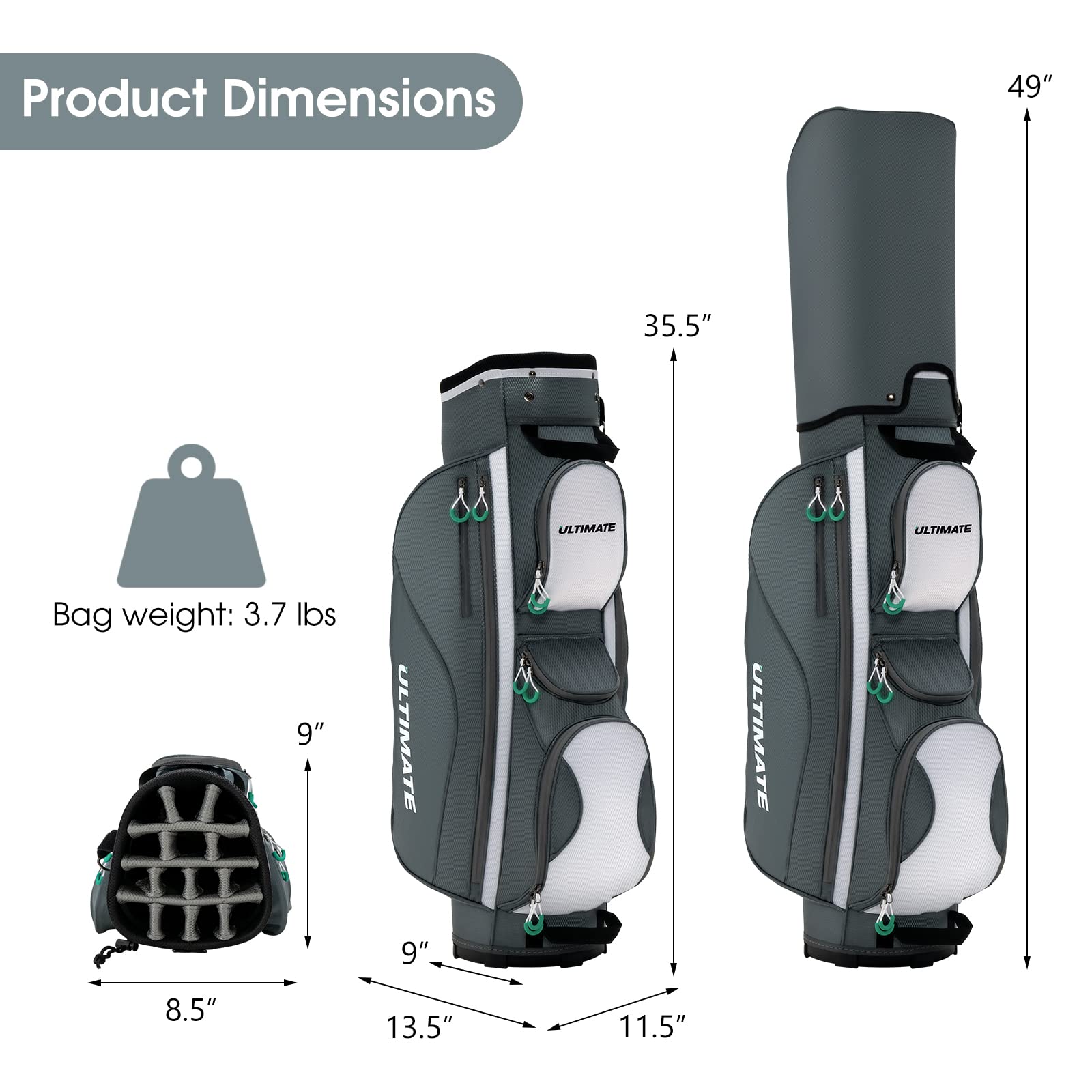**Tangkula 14-Way Golf Cart Bag - Lightweight Stand Bag with Shoulder Strap, 7 Zippered Pockets, Cooler Bag & Valuables Pocket - Waterproof Rain Hood & Dust Cover - Perfect for Golf Courses & Travel**