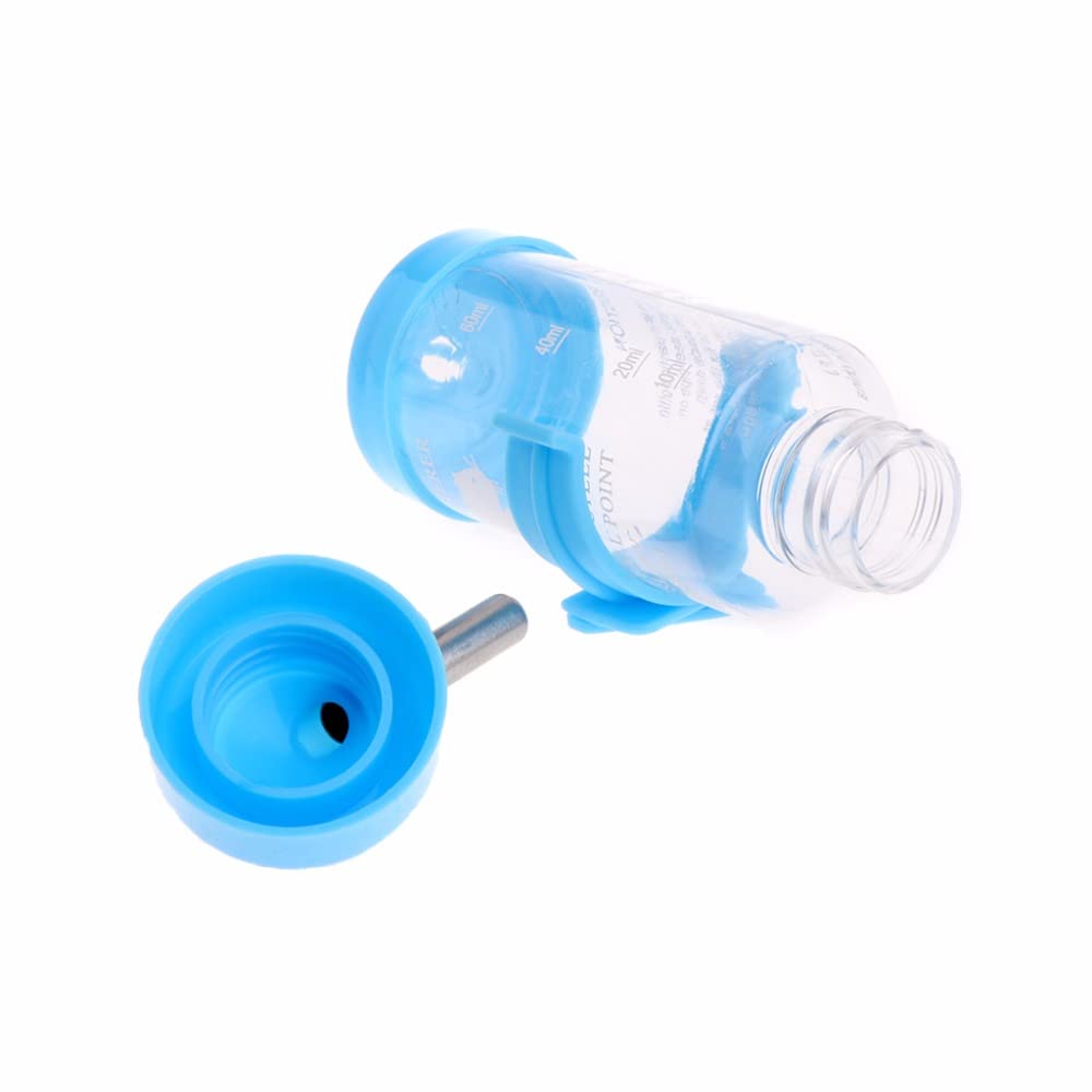 4oz Hamster Water Bottle with 3-in-1 Food Bowl - 125ML Automatic Pet Water Dispenser for Small Animals (Blue, 80ML) - Perfect for Hamsters, Hedgehogs & Rodent Cages