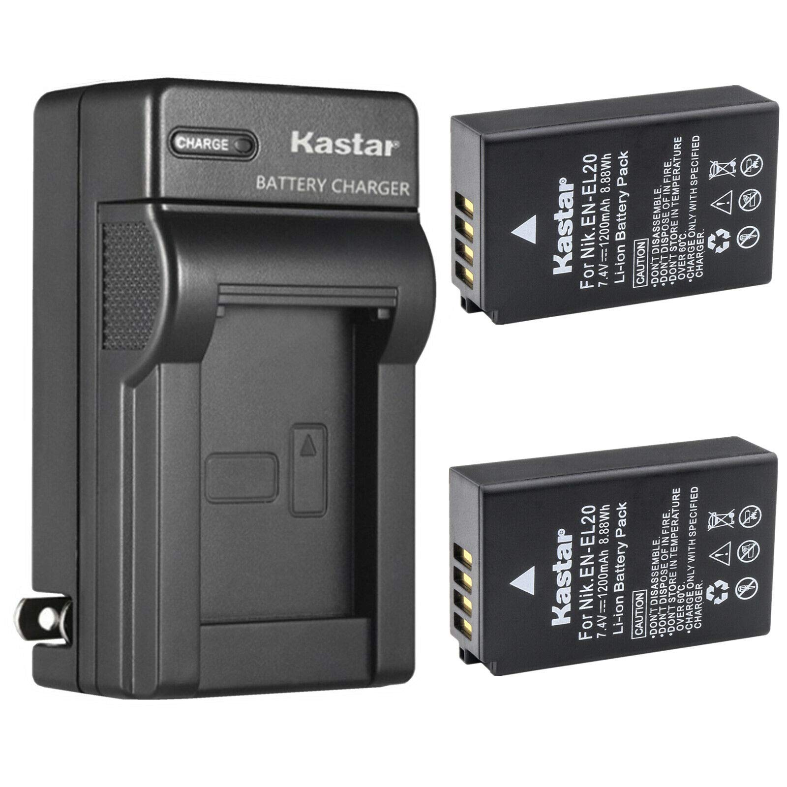 Kastar 2-Pack Replacement Battery & AC Wall Charger for Nikon Blackmagic Pocket Cinema Camera, Coolpix P950/P1000/A, Nikon 1 AW1/J1/J2 - Perfect for Travel Photography & Outdoor Shooting