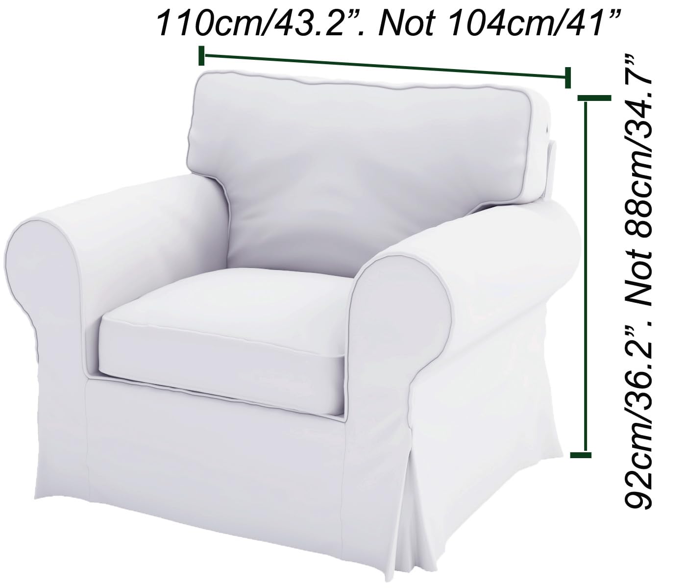 Heavy Cotton UPPLAND Sofa Slipcover - IKEA UPPLAND Armchair Replacement Cover (White) | Durable Furniture Protector for Living Room, Office & Home Decor