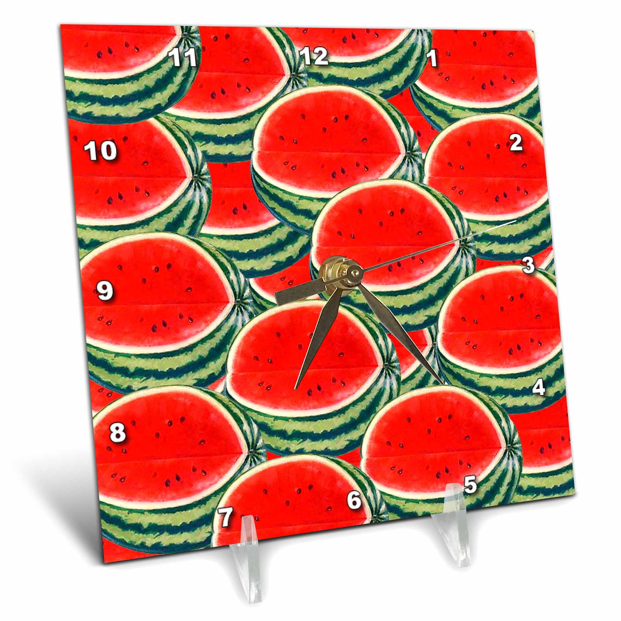 3D Rose Watermelon Desk Clock - 6x6 Inch Fun Kitchen Decor, Office Desk Accessory for Home & Work | Perfect Gift for Fruit Lovers, Teachers & Coworkers