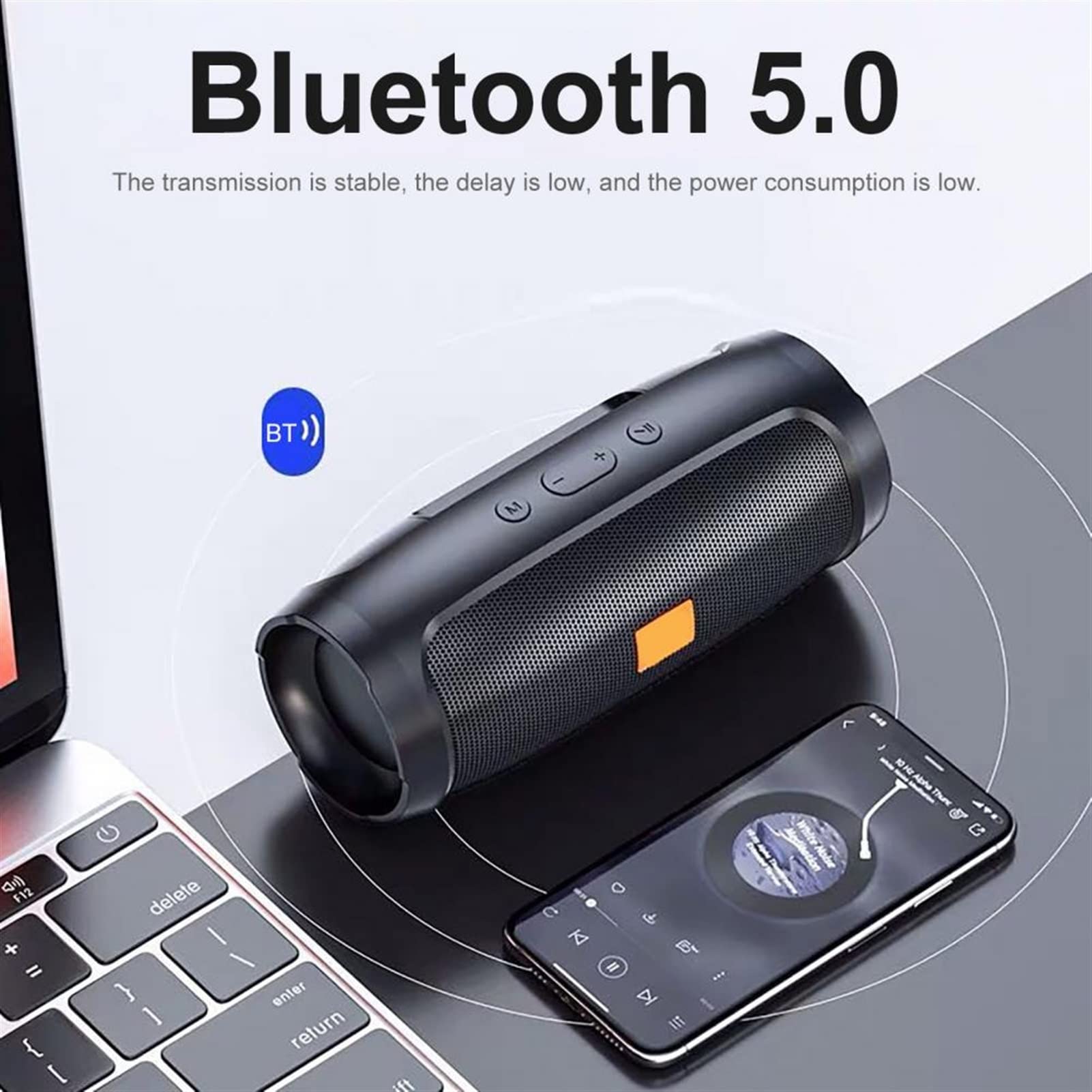 NOALED Portable Bluetooth Speaker with Heavy Bass - Wireless Soundbar, Subwoofer, Loudspeaker for Computer, Desktop - Supports AUX, TF Card, FM Radio - Green    Perfect for Home Office, Gaming, Music Streaming & Outdoor Parties - Crystal Clear Stereo Sound & Deep Bass Experience