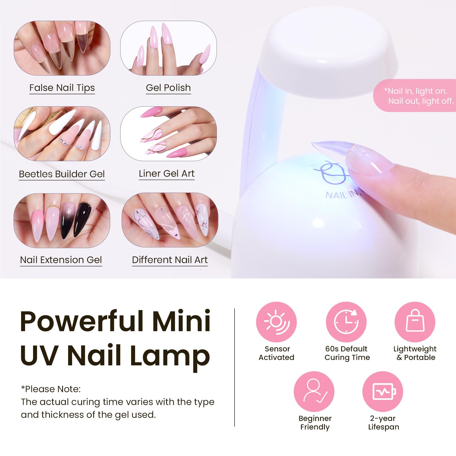 Beetles Tipex Instant Apex Nail Tips - 224Pcs 16 Sizes Medium Stiletto False Nails for Flat Nails | Pre-Built & Pre-Etched Acrylic Nail Extensions with UV Glue | Perfect for Salon, Home Manicure & Nail Art DIY