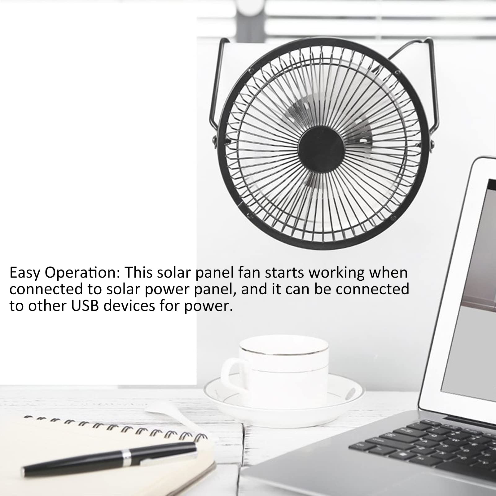 5V 2.5W USB Solar Powered Fan - Portable Mini Ventilator with Polysilicon Panel for Car, Attic, Greenhouse, Chicken Coop - Perfect for Outdoor Travel, Camping, Hiking & Picnic Adventures
