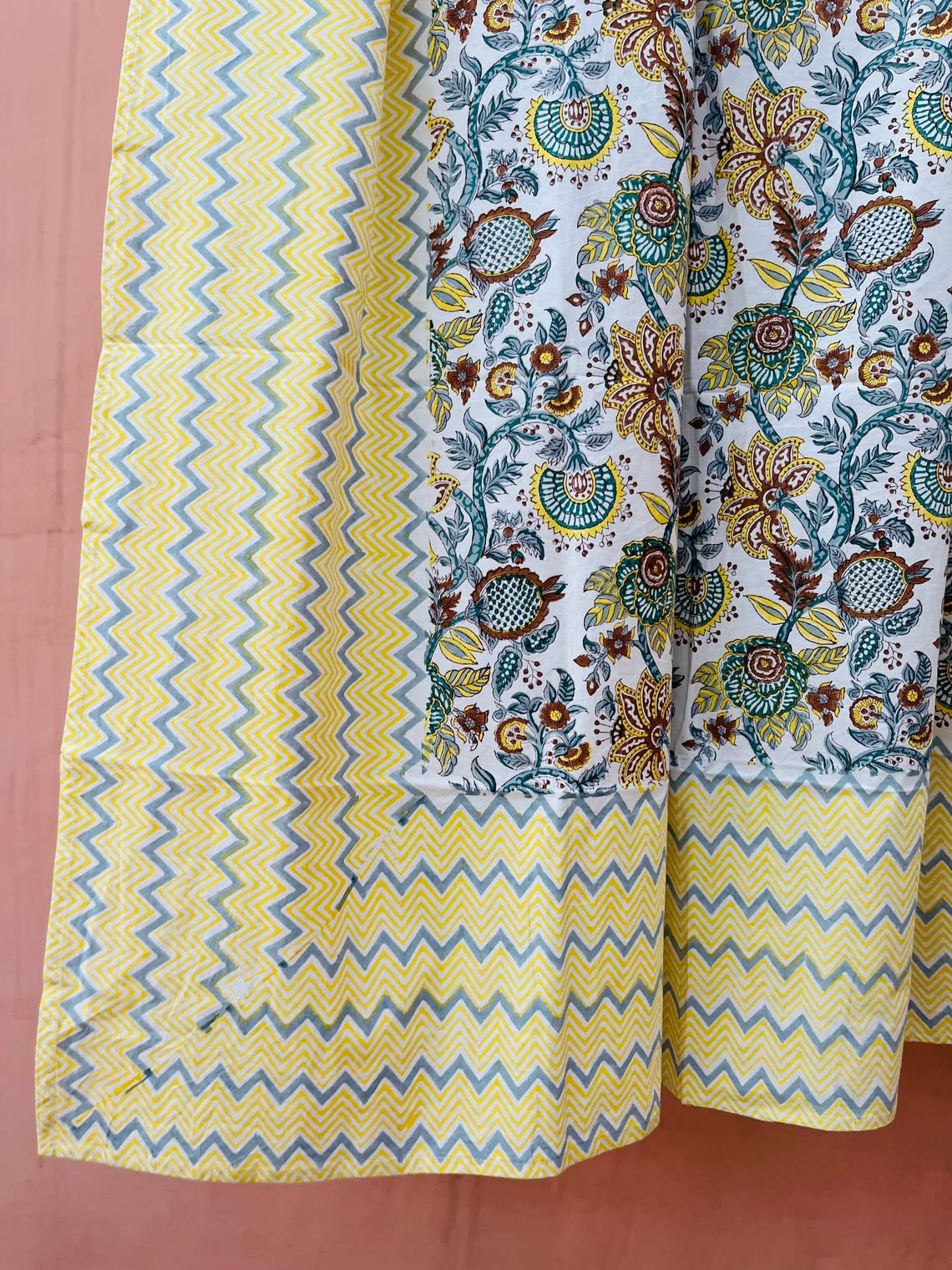 Handmade Indian Floral Block Print Cotton Tablecloth - Rectangle Kitchen Table Cover, Jaipur Style Table Linen for Dining, Parties & Home Decor