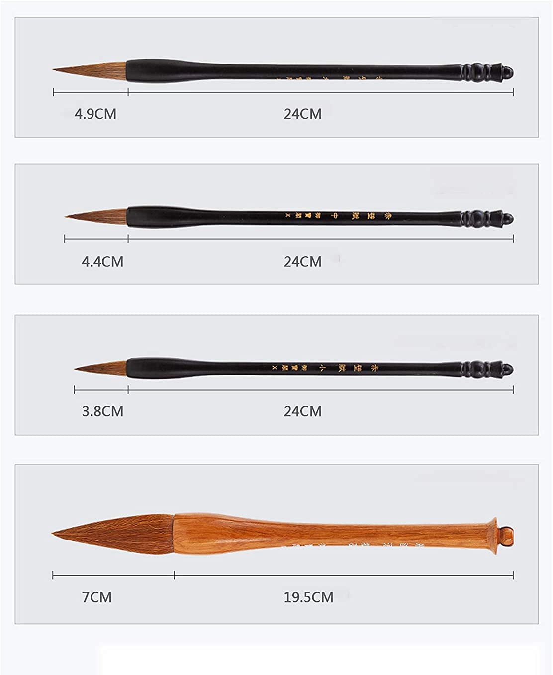 Premium Chinese Calligraphy Brush Set - 5 Bamboo Handle Watercolor & Ink Writing Brushes with Wooden Stand - Perfect for Kanji, Sumi-e Painting & Water Writing Practice - Ideal for Beginners & Artists