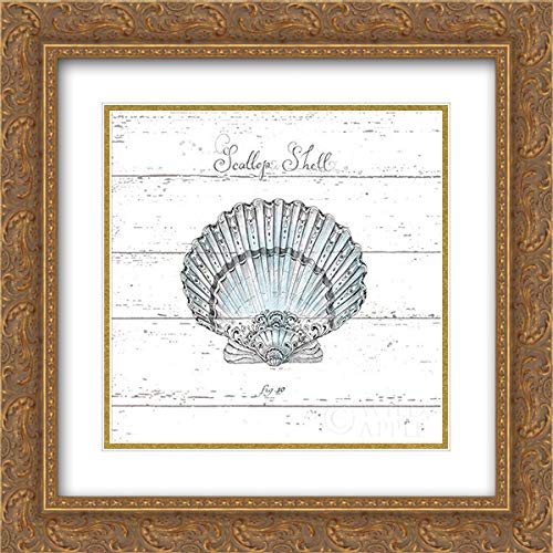 Brissonnet Daphne 15x15 Inch Gold Ornate Framed Double Matted Museum Art Print - Aqua Underwater Life VIII Shiplap Wall Decor | Perfect for Living Room, Bedroom & Office