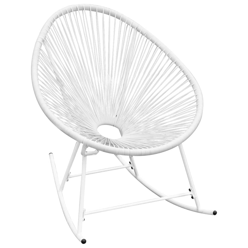 Sywamol White Poly Rattan Rocking Chair - Comfortable Lounge Chair for Relaxing - Perfect for Outdoor Patio, Garden, and Living Room Use