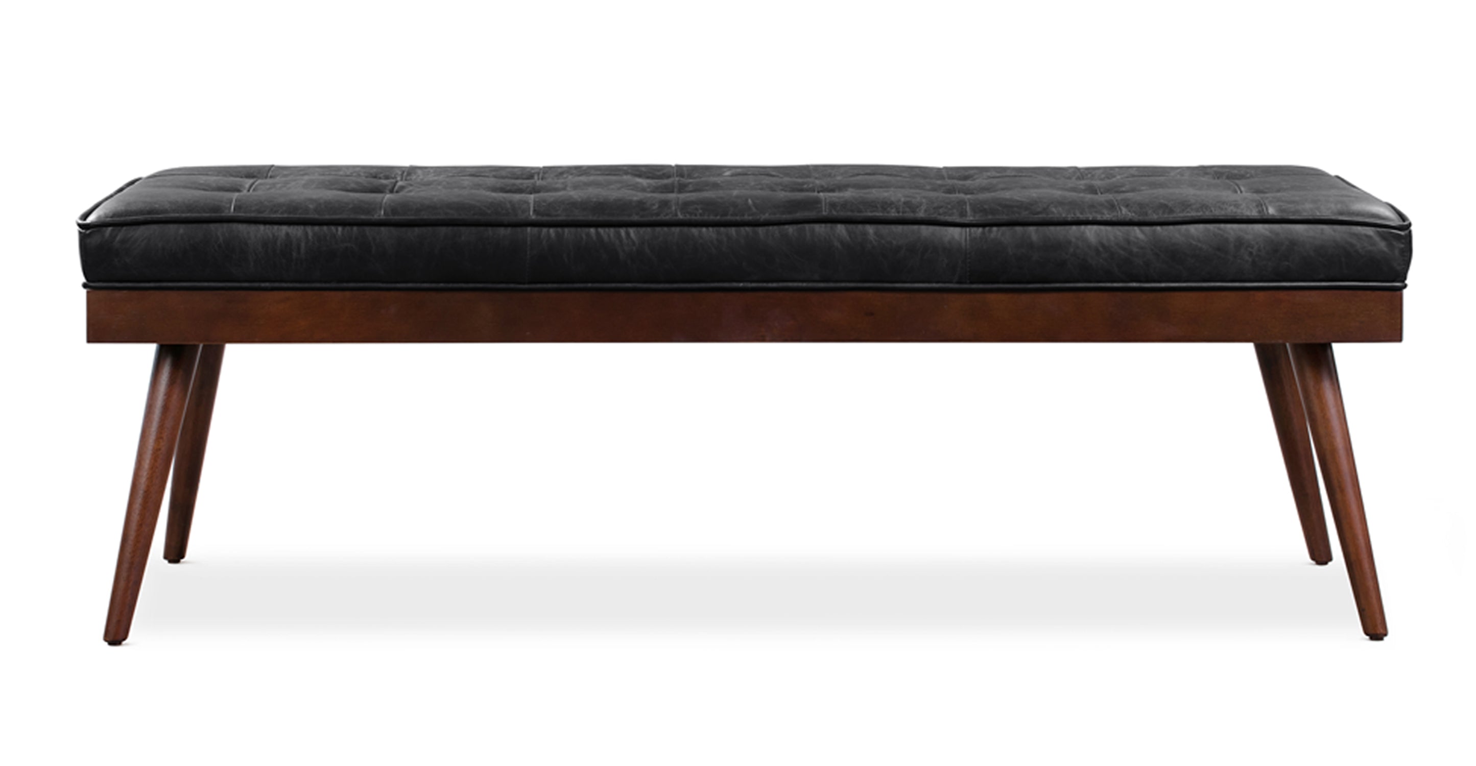 Luca Leather Bench - Modern Upholstered Storage Ottoman with Tufted Design for Living Room, Bedroom, or Entryway - Durable Faux Leather Seat with Sturdy Wooden Legs - Perfect for Extra Seating, Footrest, or Stylish Home Decor