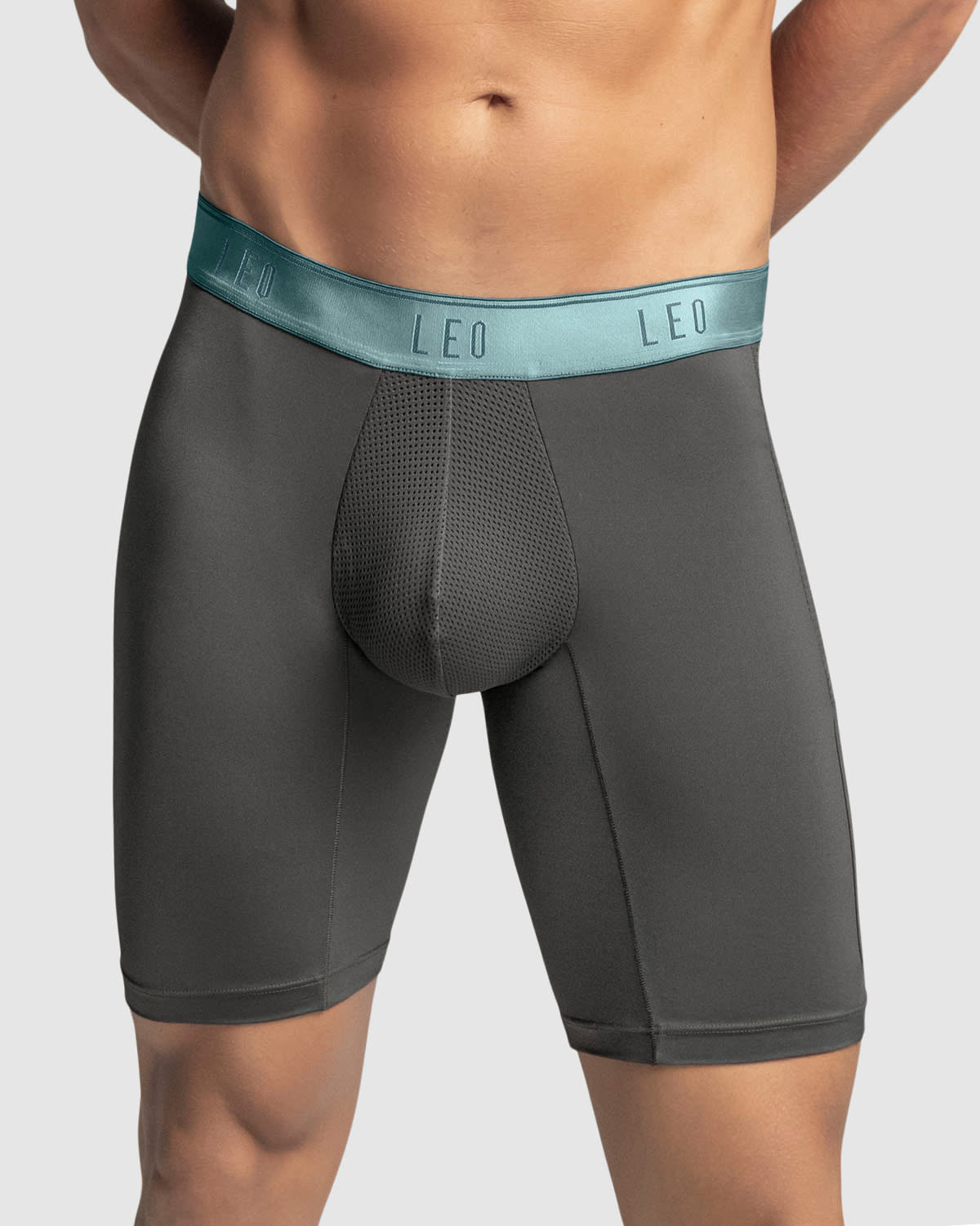 Breathable Long Athletic Boxer Briefs with Side Pocket - Moisture-Wicking Men's Underwear for Sports & Workout