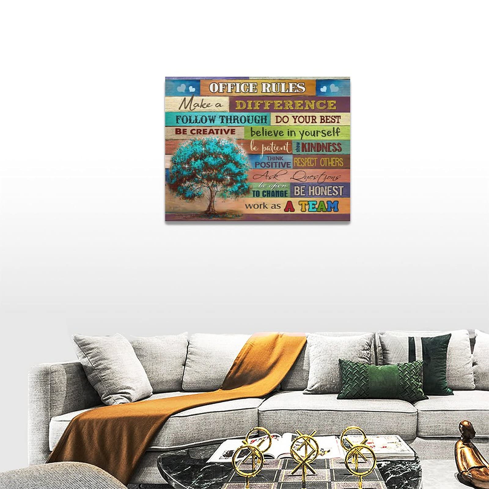 CITARI Teamwork Motivational Framed Canvas Wall Art - Inspirational Office Decor with Work As A Team Quote - Perfect for Modern Workspaces & Home Offices
