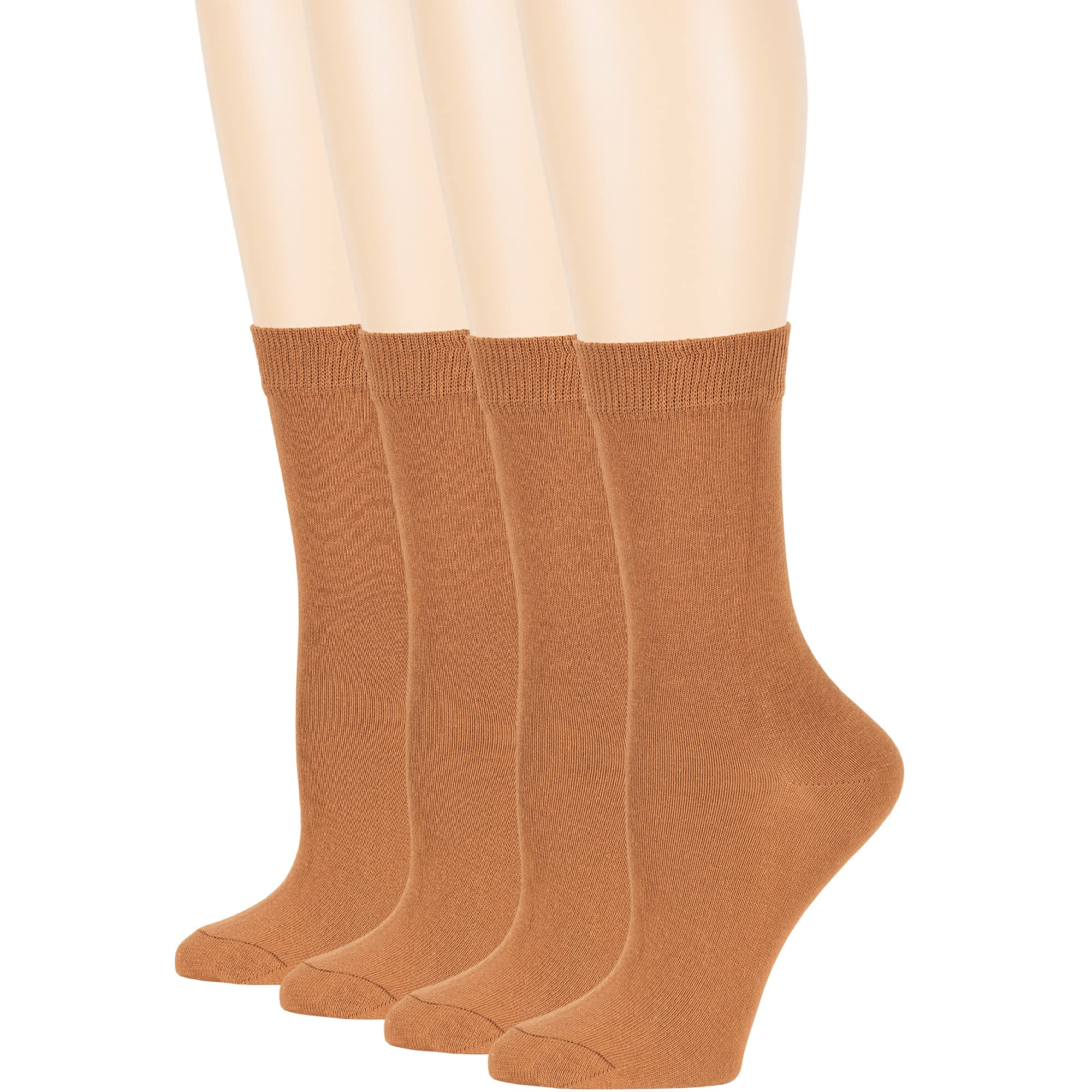 7BigStars Women's Cotton Dress Socks 4-Pack - Medium/Large Size - Assorted Colors (Black, Brown, Blue, Grey, Beige, Khaki, Olive Green) - Comfortable Everyday Wear for Work, Office & Casual Outfits