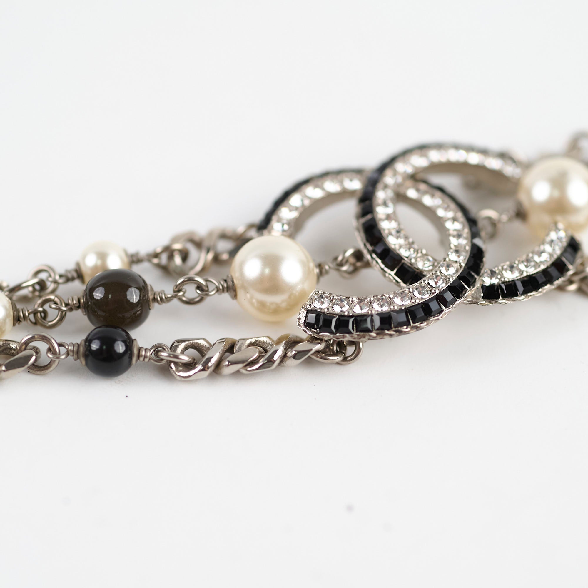 Chanel CC Logo Pearl Bracelet - Elegant Costume Jewelry for Women | Perfect for Parties, Weddings & Special Occasions
