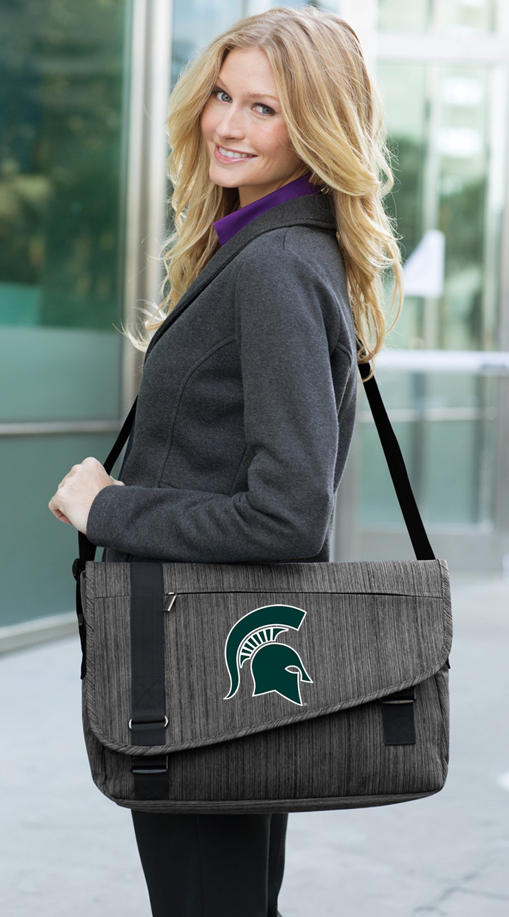 Premium Michigan State Spartans Laptop Messenger Bag - Durable College Student & Office Work Commuter Bag for School, Business, Travel