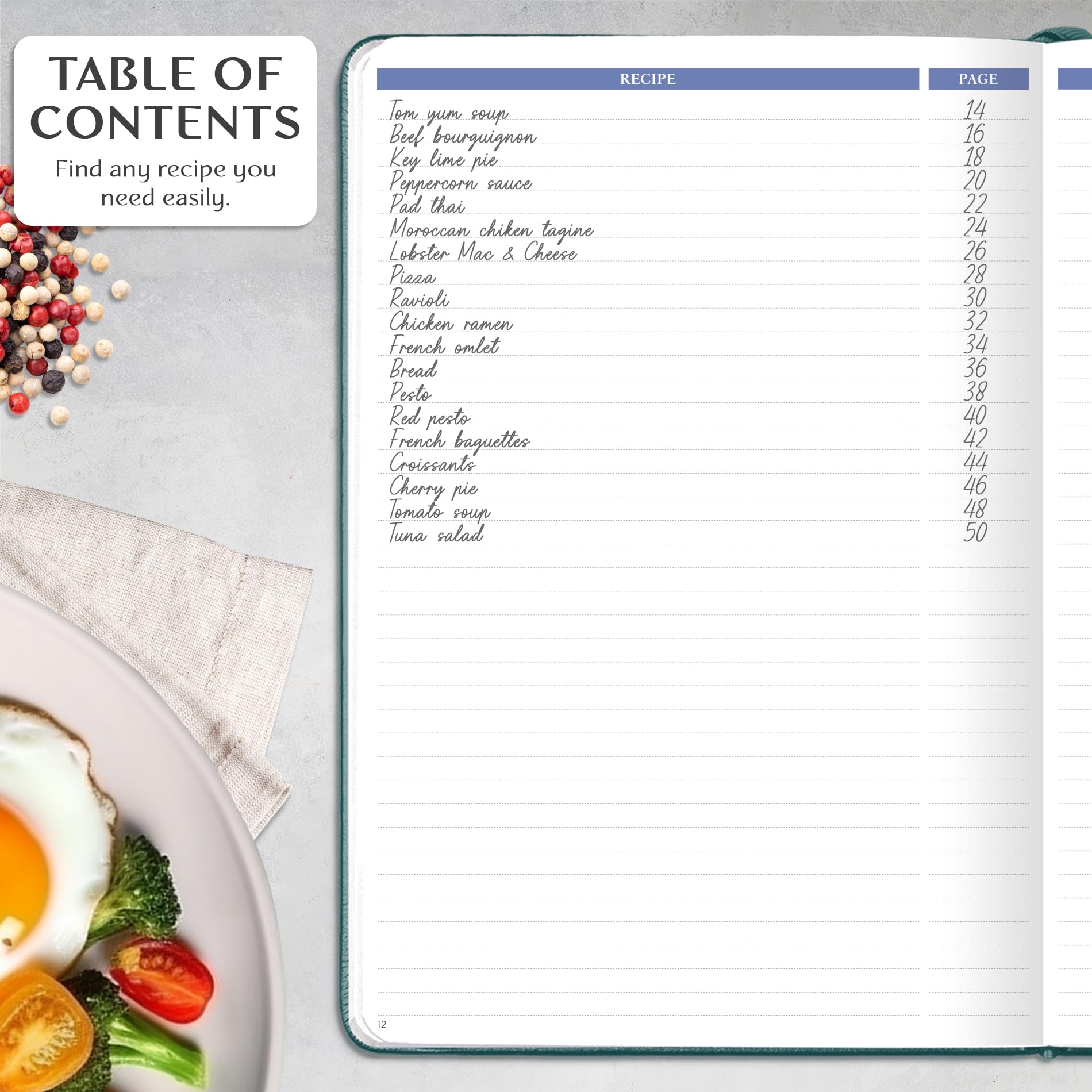 Legend Recipe Book – Customizable Blank Family Cookbook for Writing Your Own Recipes – Personalized Hardcover Cooking Journal – Large 7”x10” Empty Recipe Notebook with 58 Recipe Pages (Dark Teal) – Perfect for Home Chefs, Gift Giving & Preserving Family Recipes
