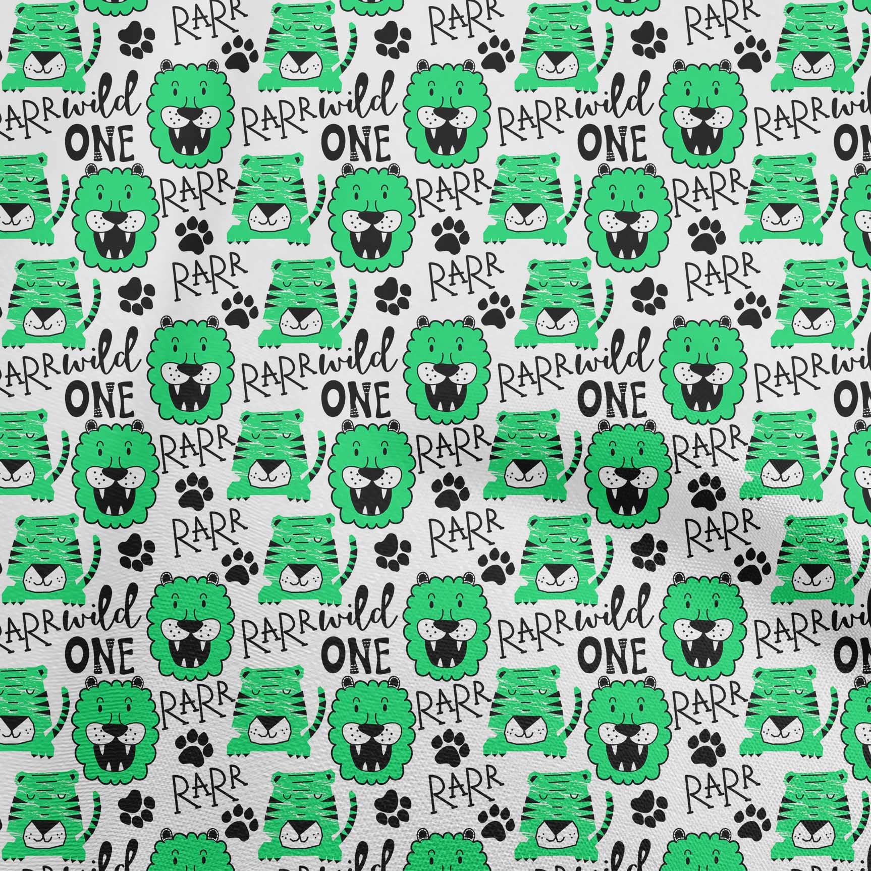 Premium 100% Cotton Jersey Green Fabric for Kids - Animal Print DIY Sewing Material by The Yard (58