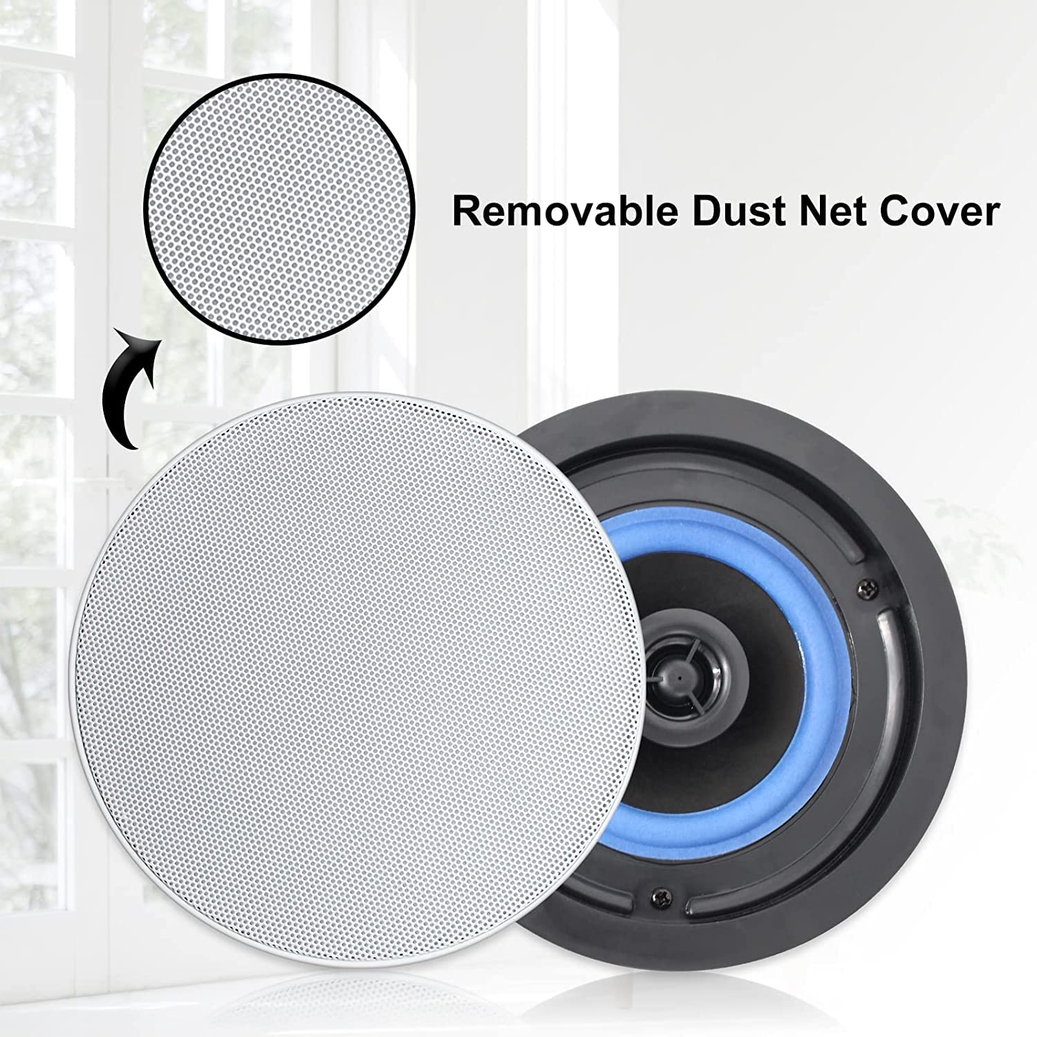 Herdio 320 Watts 2-Way Flush Mount Ceiling Speakers (4 Inches, Set of 4) - Perfect for Bathroom, Kitchen, Living Room & Office - High-Quality Sound for Home Theater, Background Music & Multi-Room Audio Systems