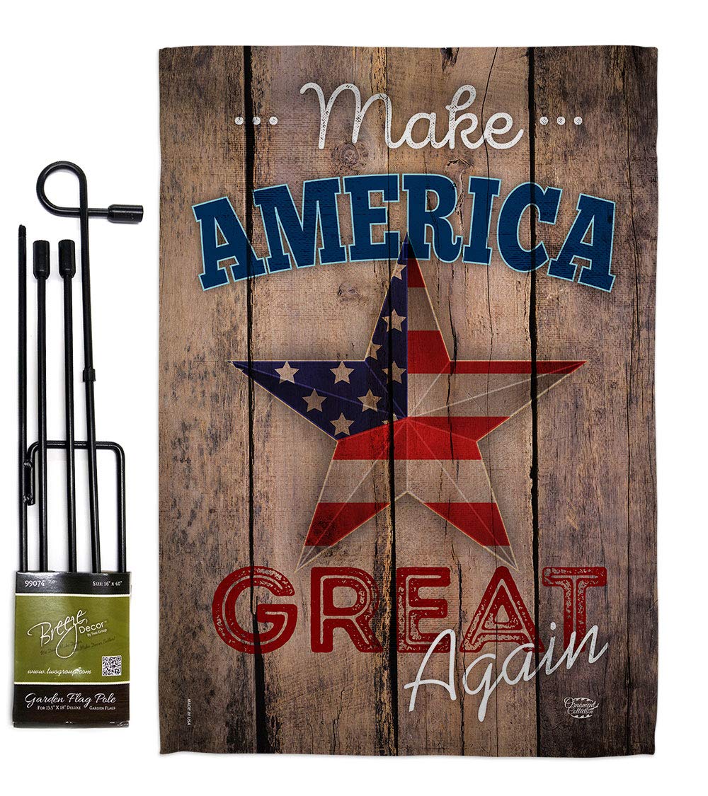 American Made Patriotic Garden Flag Set - Double-Sided Stars & Stripes Design with Metal Stand - 13x18.5 Inch Outdoor Decor for Independence Day, Memorial Day, Veterans Day - Perfect for Front Yard, Porch, Backyard & Outdoor Patriotic Decorations - Great for Holidays, Parties & Home Decoration - Ideal for 4th of July Celebrations, Summer BBQs & Patriotic Events