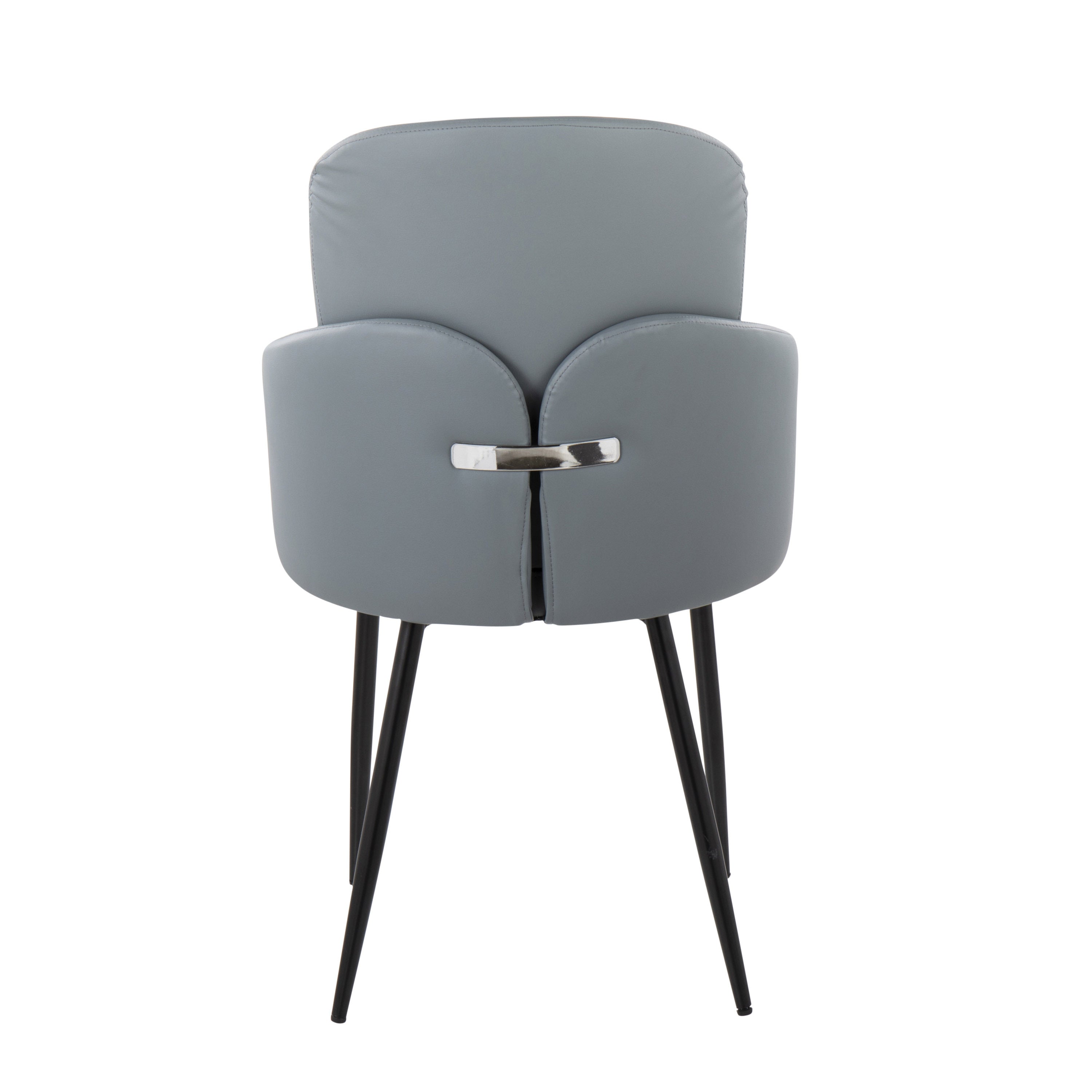 LumiSource Dahlia Modern Dining Chairs - Set of 2 Black Metal Frame with Gray Faux Leather Upholstery & Chrome Accents | Perfect for Contemporary Dining Rooms, Kitchen Nooks & Small Space Entertaining