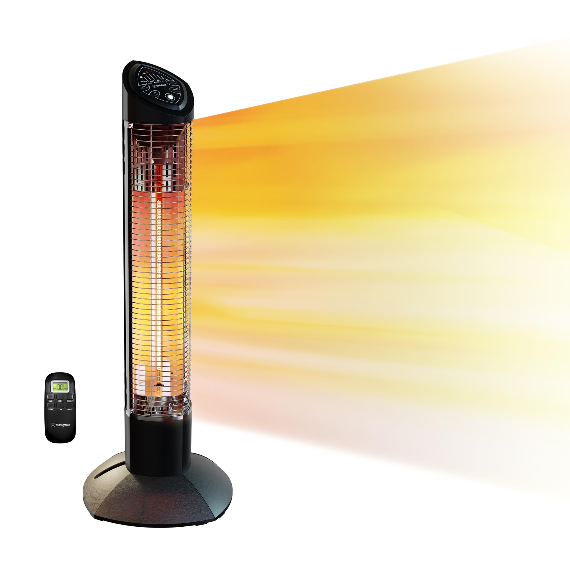 Westinghouse Infrared Electric Outdoor Heater with Remote - Oscillating, Auto Shut-Off & Tip-Over Protection - Portable, Lightweight, Waterproof & Dust Resistant Patio Heater for Backyard, Deck & Outdoor Dining