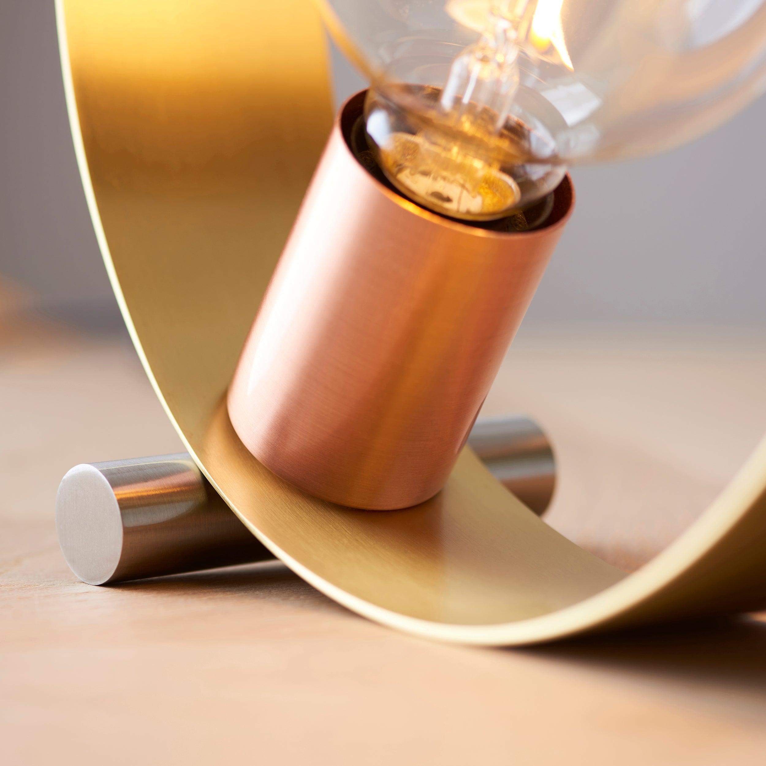Endon Hoop 1 Light Brass Finish Table Lamp - Modern Desk Lamp for Bedroom, Living Room & Office - Perfect for Reading, Working & Home Decor