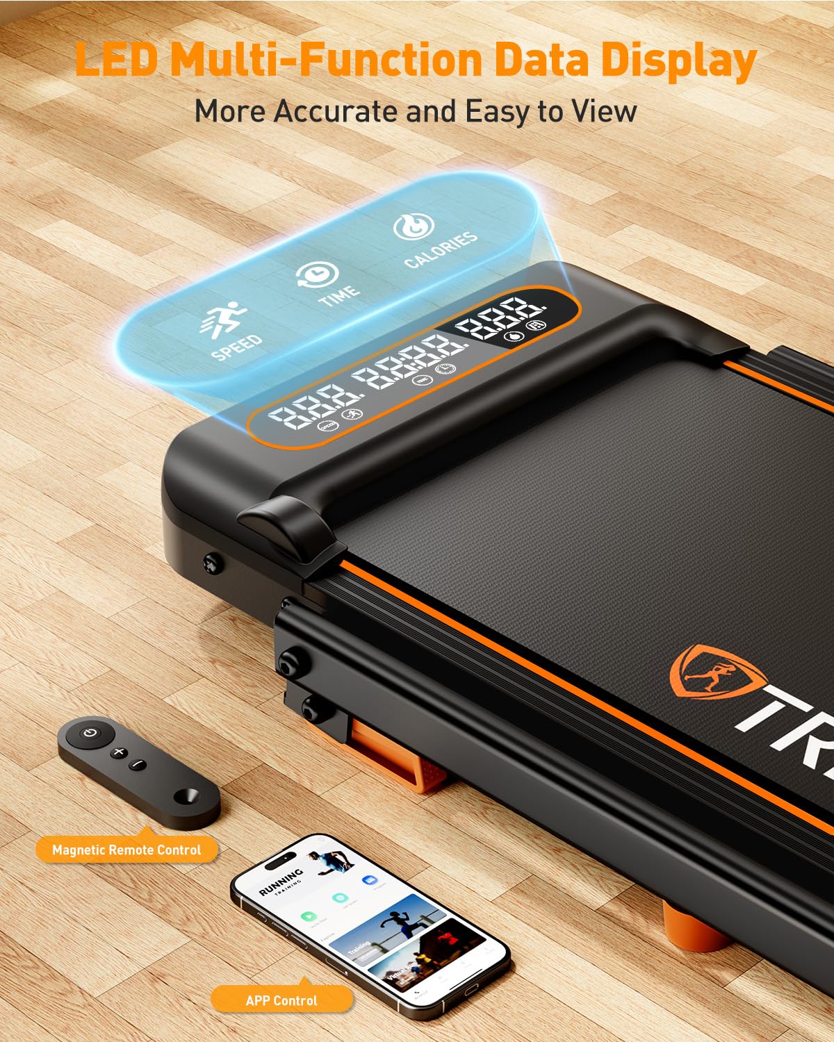 Upgraded 3.5HP Under Desk Treadmill with Incline - 330Lbs Capacity Walking Pad for Home & Office, 4-in-1 Portable Treadmill with Remote Control, APP & LED Display - Perfect for Small Spaces, Work from Home & Low-Impact Exercise