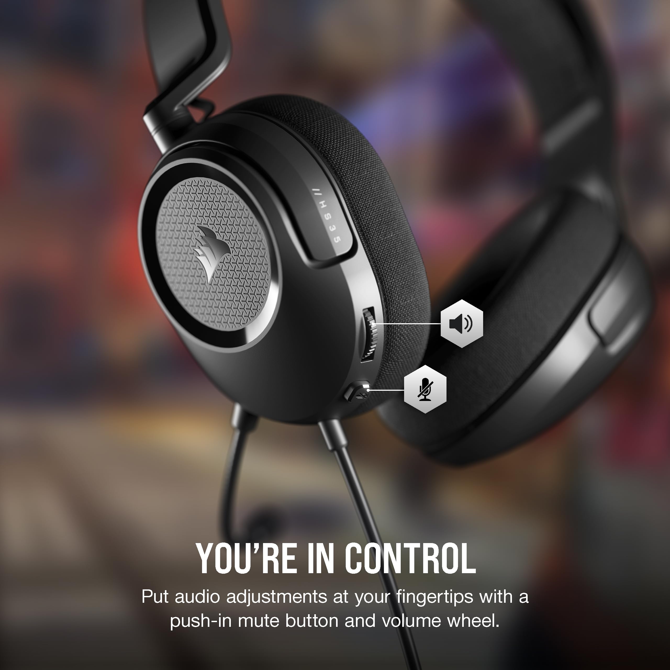 Corsair HS35 Surround v2 Wired Gaming Headset with Dolby 7.1 & Omni-Directional Mic - Universal 3.5mm for PC, Mac, PS5, PS4, Xbox, Switch, Mobile - Carbon Black - Perfect for Competitive Gaming & Streaming