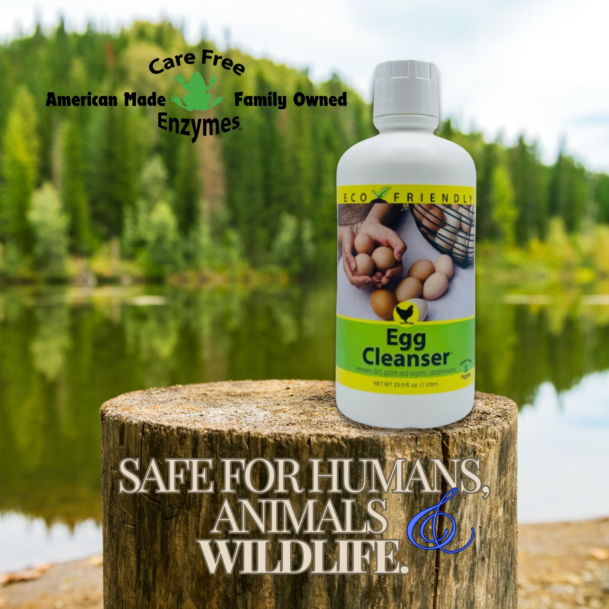 CareFree Enzymes 94177 Egg Washing Cleanser - 1 Liter (33.9 Fl Oz) | Natural & Safe Egg Cleaner for Farm, Home & Commercial Use | Removes Stains & Bacteria