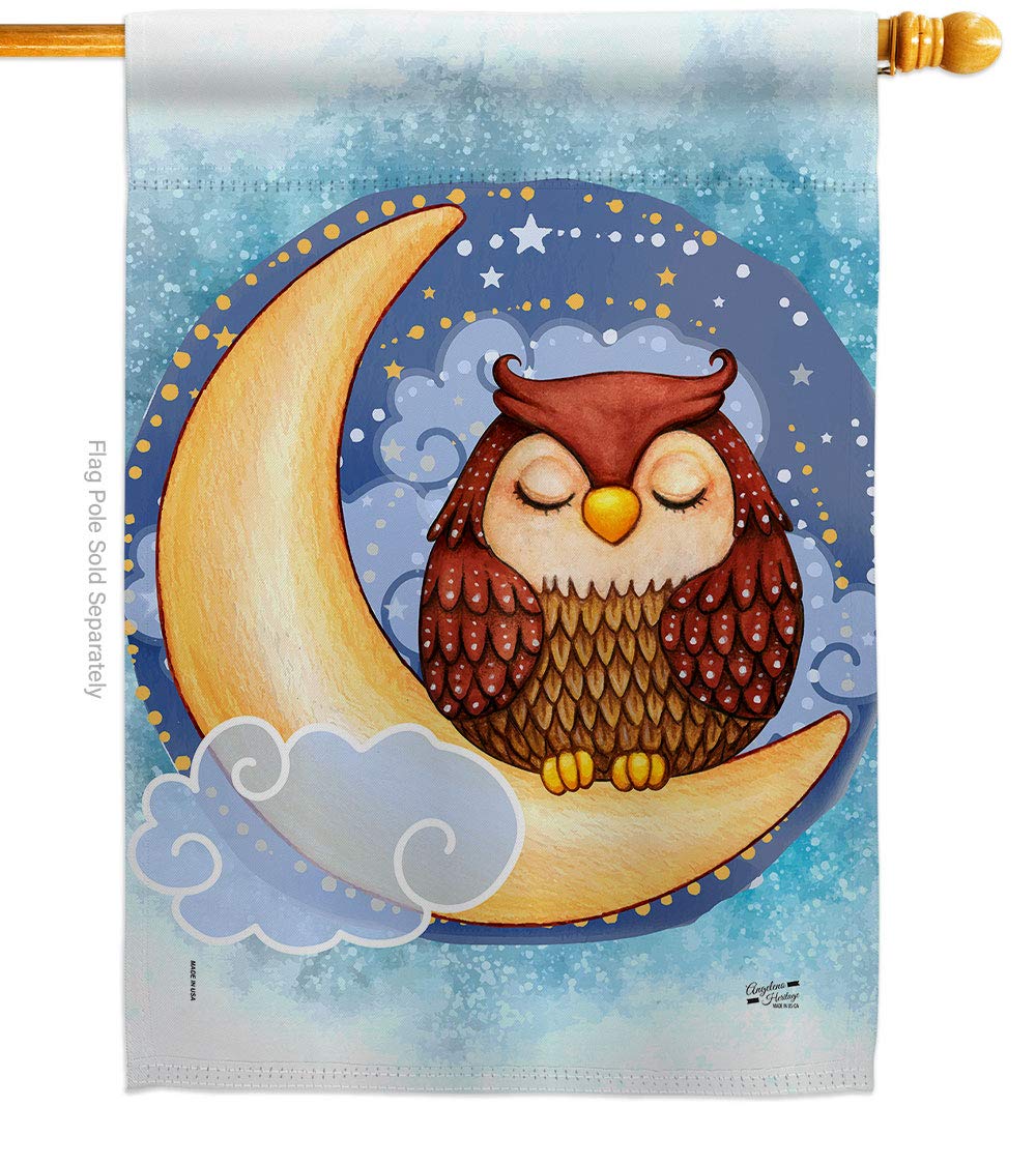 Midnight Owl Double-Sided Decorative House Flag - 28x40 Inch Vertical Garden Yard Banner with Animal Bird Design | Perfect for Outdoor Decor, Patio, Porch & Seasonal Gift Giving