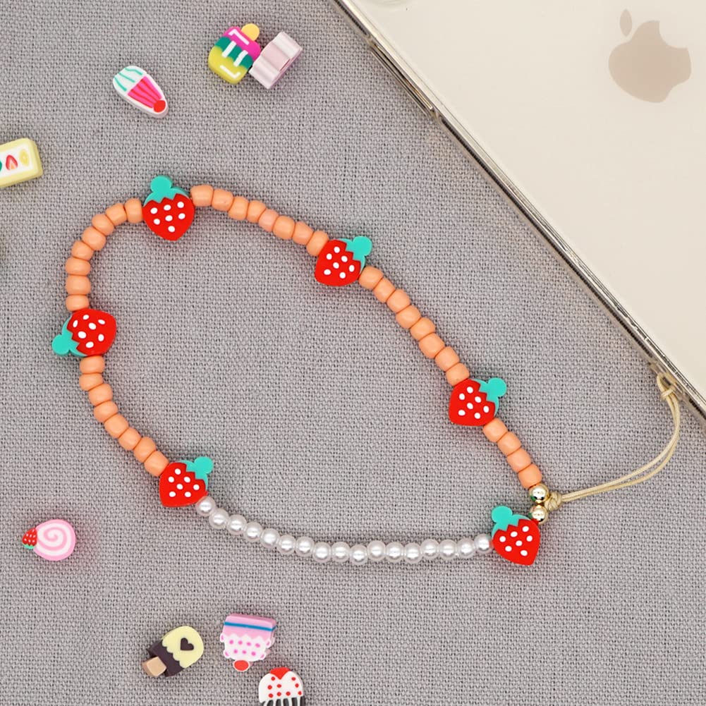 Kawaii Pearl Butterfly Acrylic Beaded Phone Lanyard - Anti-Lost Boho Phone Chain Wrist Strap for iPhone Samsung - Perfect for Teens, Girls, Festival & Party Accessories