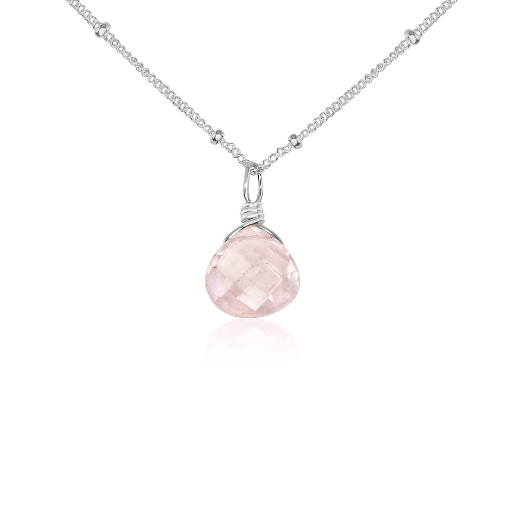 Rose Quartz Teardrop Crystal Pendant Necklace for Women - Healing Stone Jewelry for Love & Positive Energy | Perfect Gift for Valentine's Day, Anniversary & Spiritual Healing