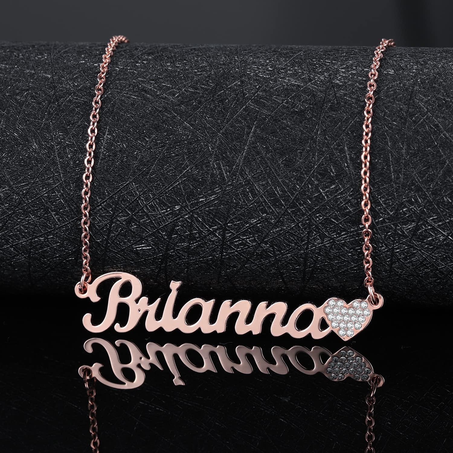Personalized Name Necklace for Women - Custom Heart Nameplate with Zircon Letters in Stainless Steel Jewelry | Perfect Gift for Birthday, Anniversary & Valentine's Day