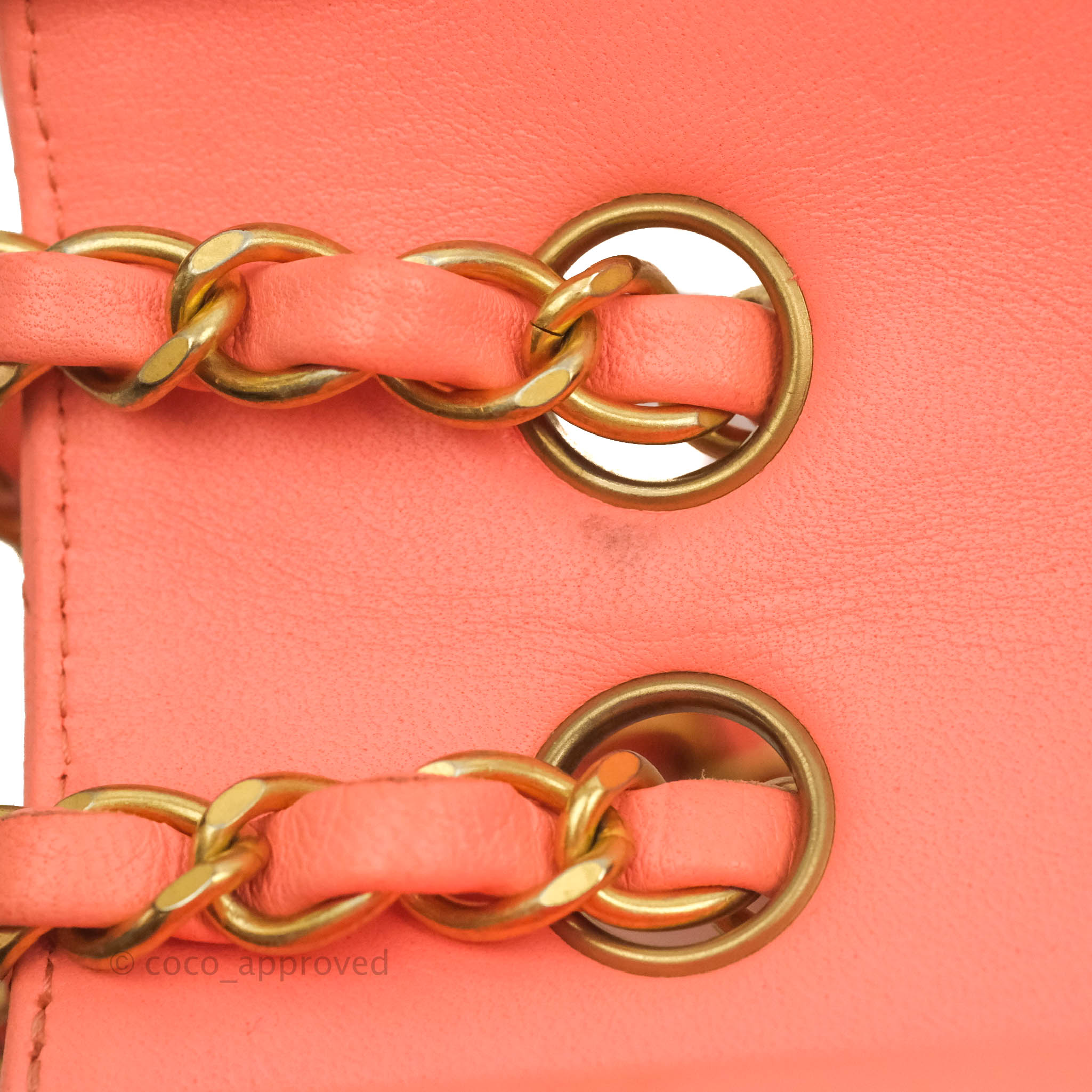 Chanel Classic M/L Medium Chevron Double Flap Bag in Coral Pink Lambskin with Aged Gold Hardware - Luxury Shoulder Bag for Women, Perfect for Parties, Weddings & Special Occasions