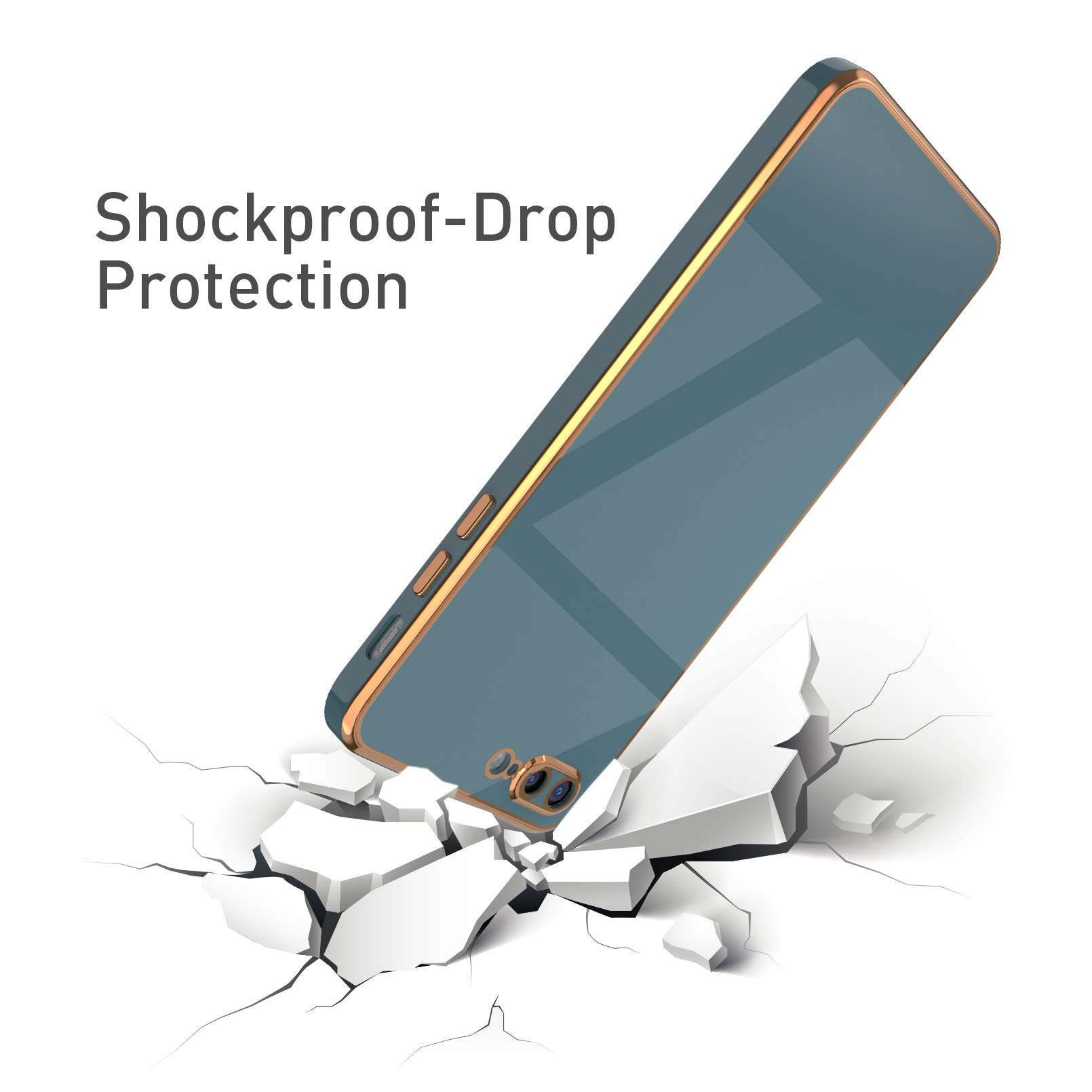 EYZUTAK Soft Silicone Slim Shockproof Case for iPhone 7 Plus/8 Plus - Electroplated Edge Protective Phone Cover (Solid Gray) - Perfect for Everyday Use, Work & Travel
