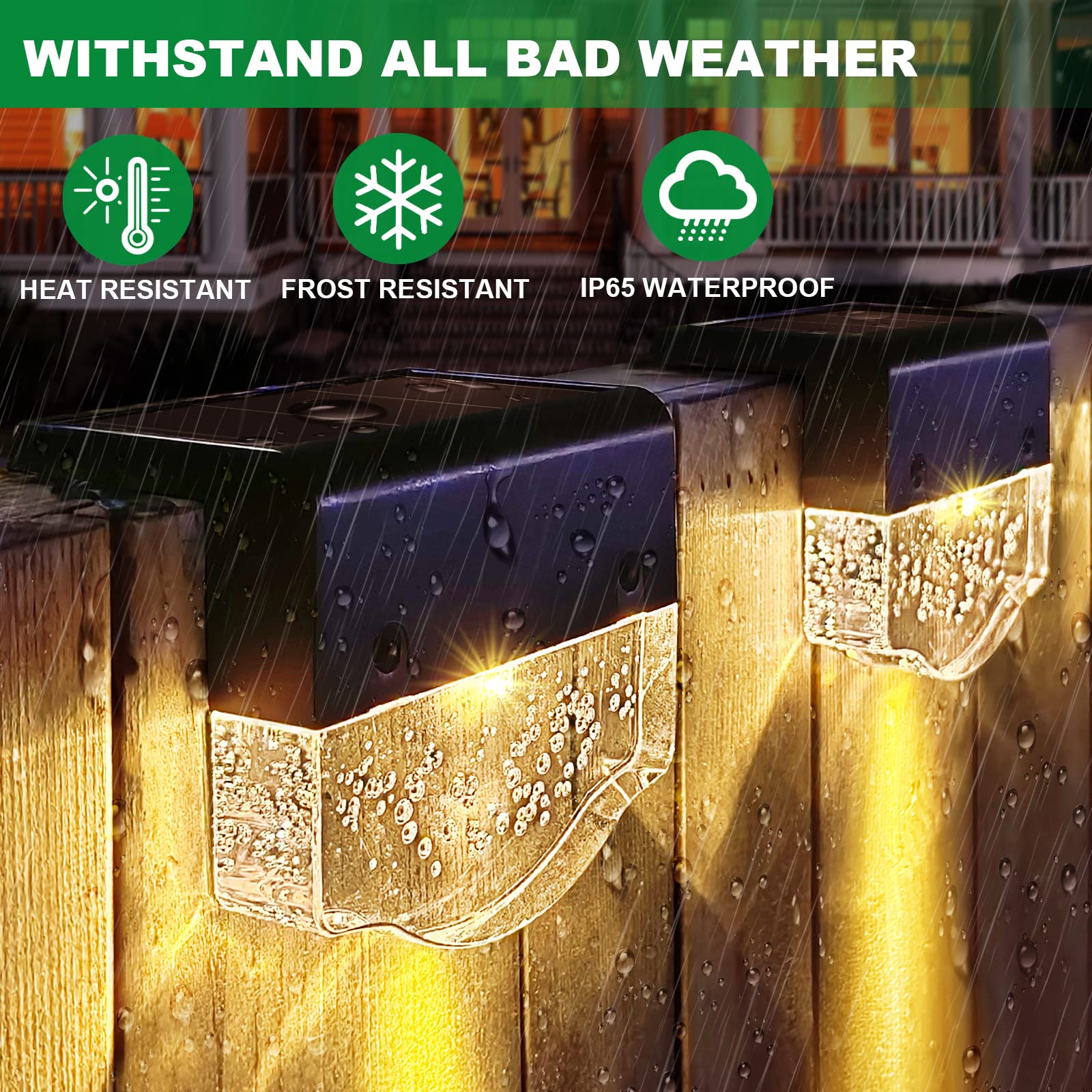 Solar Deck Lights Outdoor Waterproof - 6 Pack LED Solar Step Lights with Warm White/Yellow Light (10 Lumens) - Solar Fence & Wall Lights for Patio, Stairs, Yard, Garden, Pathway - Perfect for Nighttime Safety & Landscape Lighting